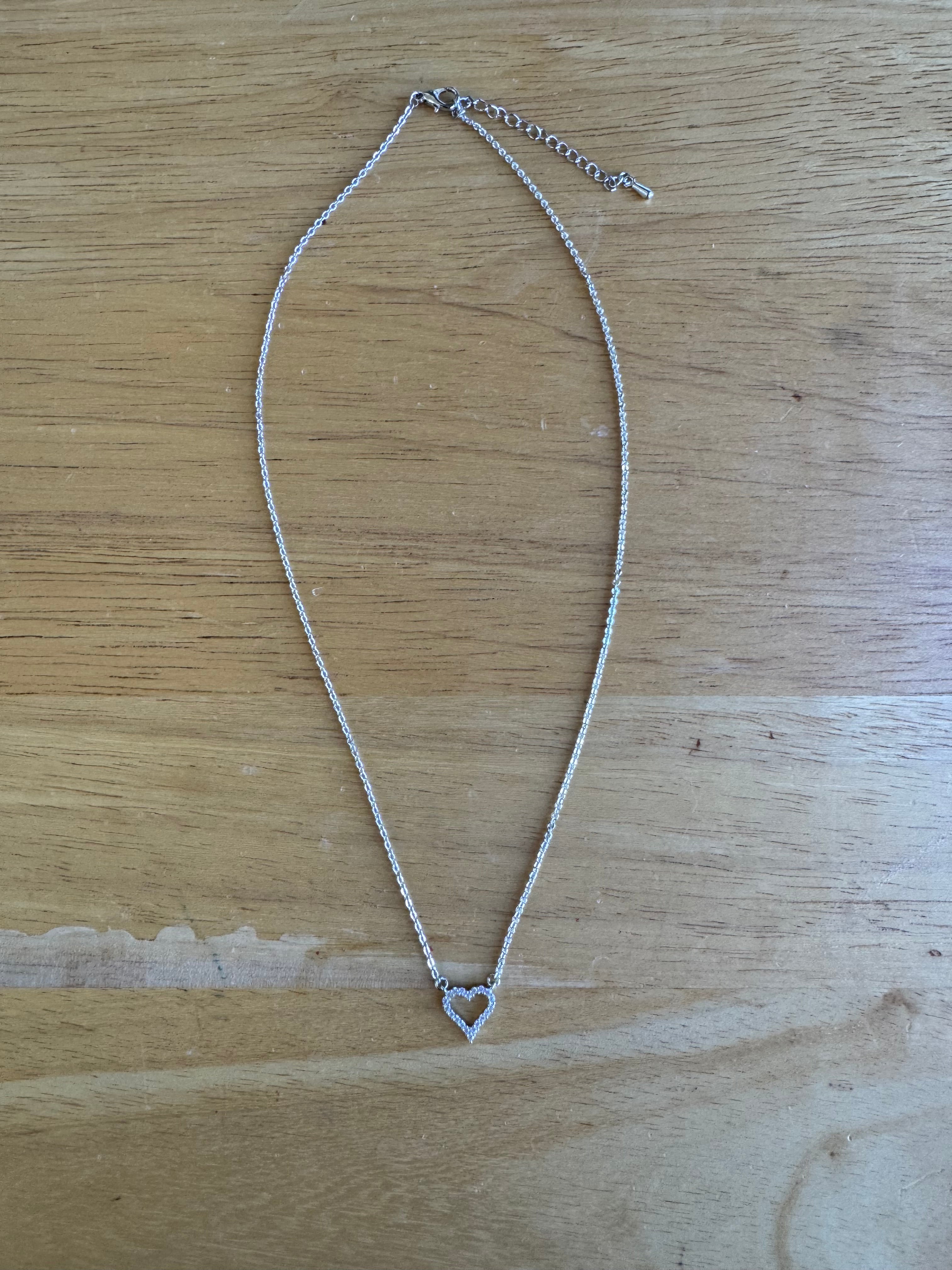 Fossick Cubic Zirconia Heart Necklace in Gold Or Silver-Necklaces-Fossick-Deja Nu Boutique, Women's Fashion Boutique in Lampasas, Texas