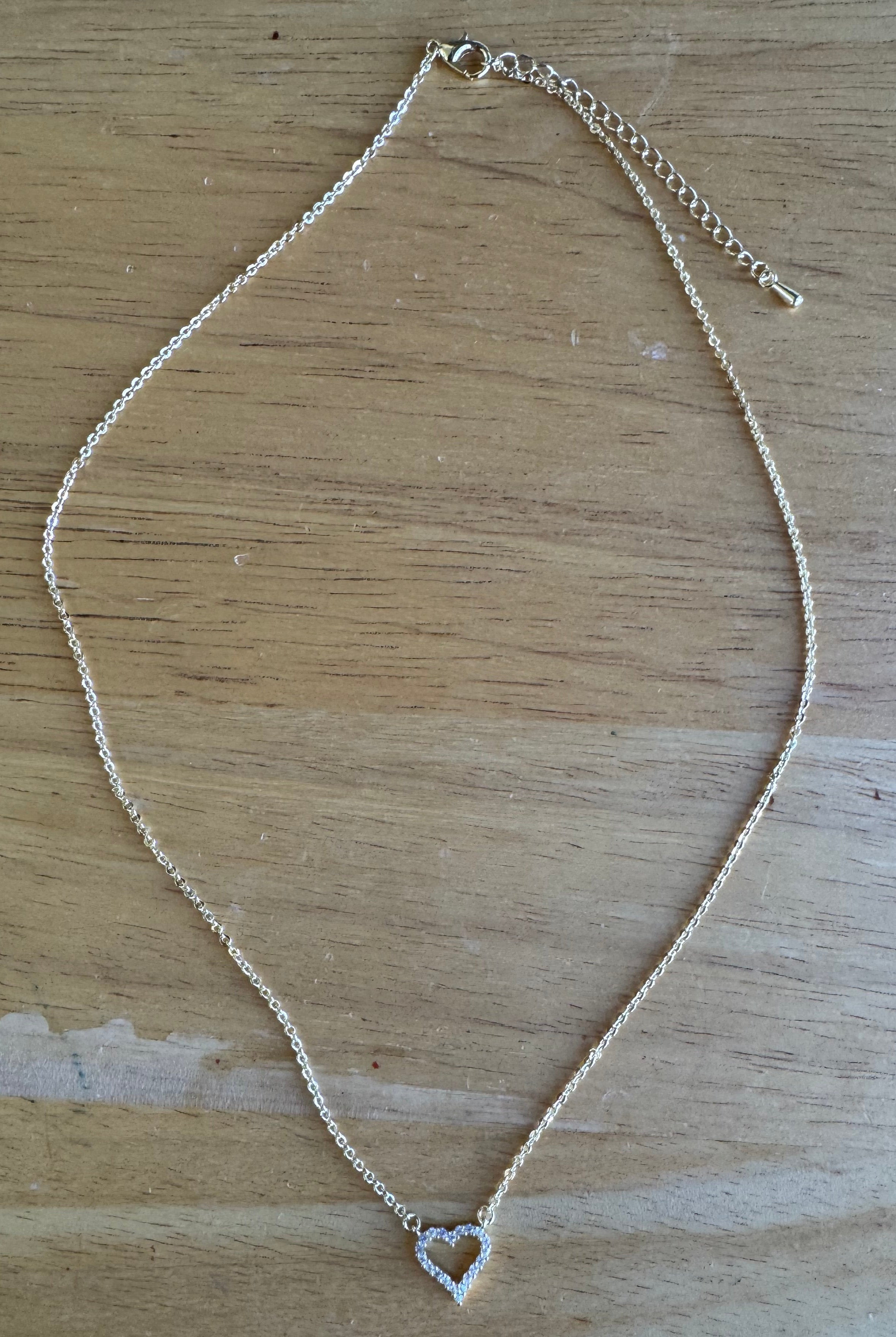 Fossick Cubic Zirconia Heart Necklace in Gold Or Silver-Necklaces-Fossick-Deja Nu Boutique, Women's Fashion Boutique in Lampasas, Texas