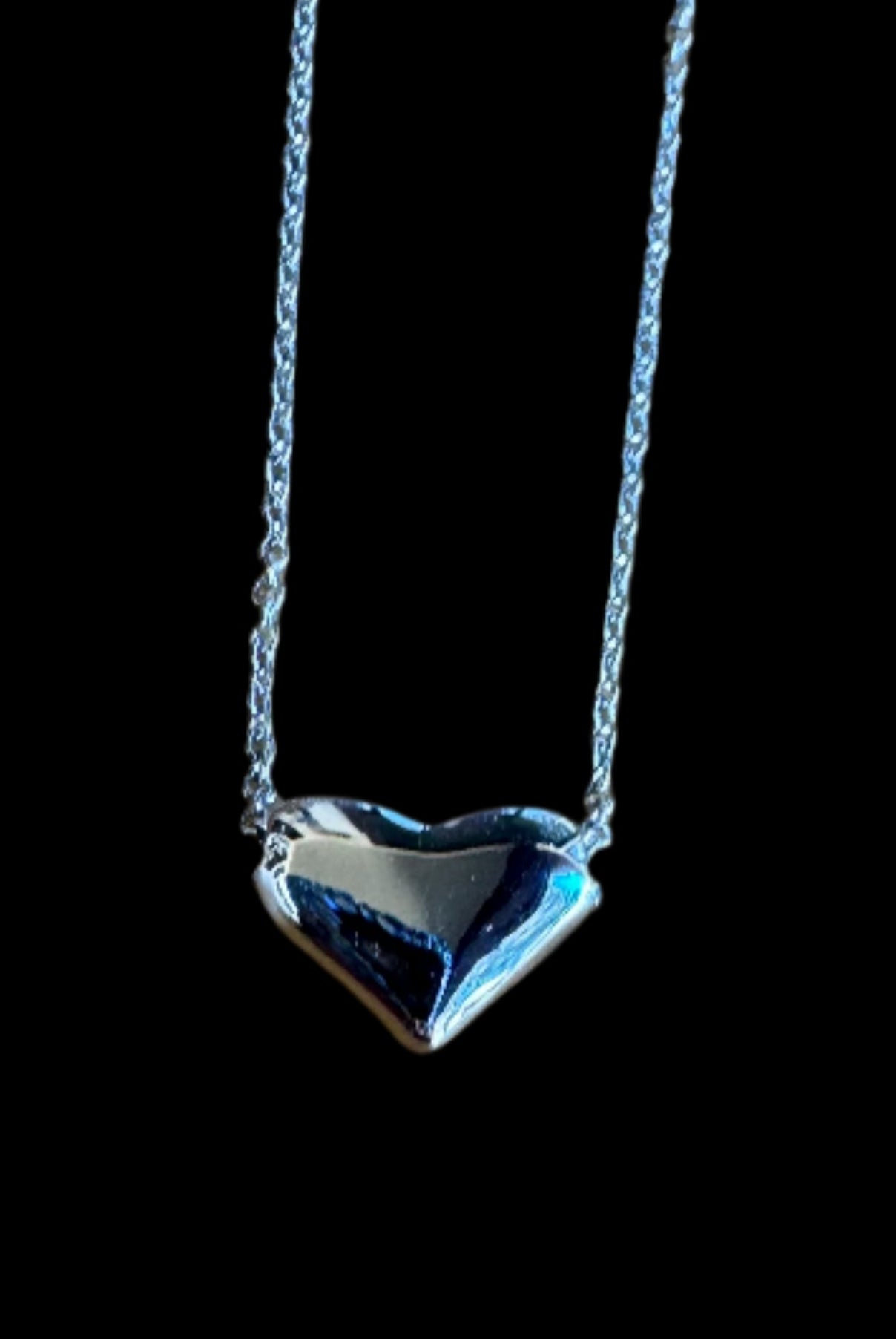 Fossick Silver Puffed Heart Necklace-Necklaces-Fossick-Deja Nu Boutique, Women's Fashion Boutique in Lampasas, Texas