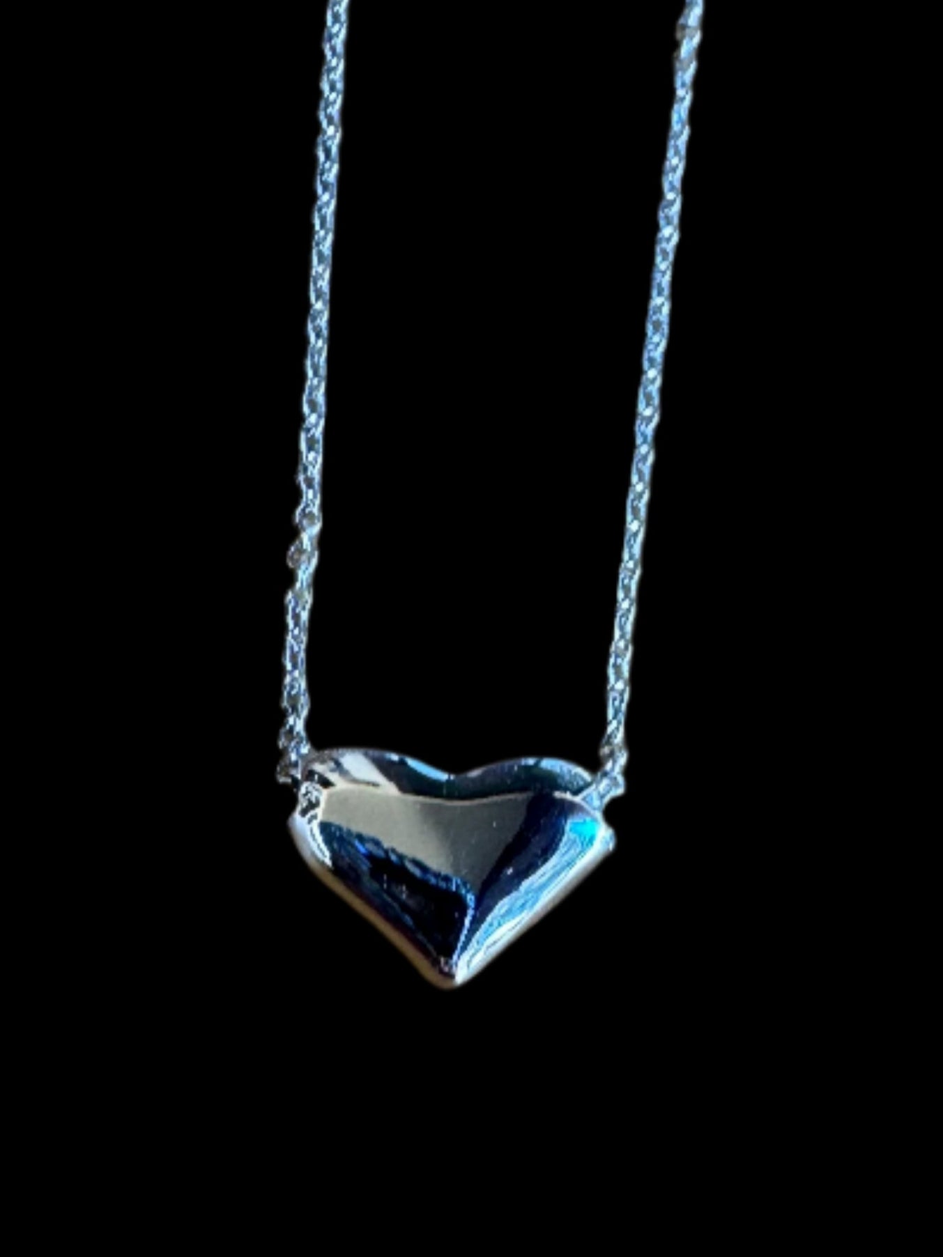 Fossick Silver Puffed Heart Necklace-Necklaces-Fossick-Deja Nu Boutique, Women's Fashion Boutique in Lampasas, Texas