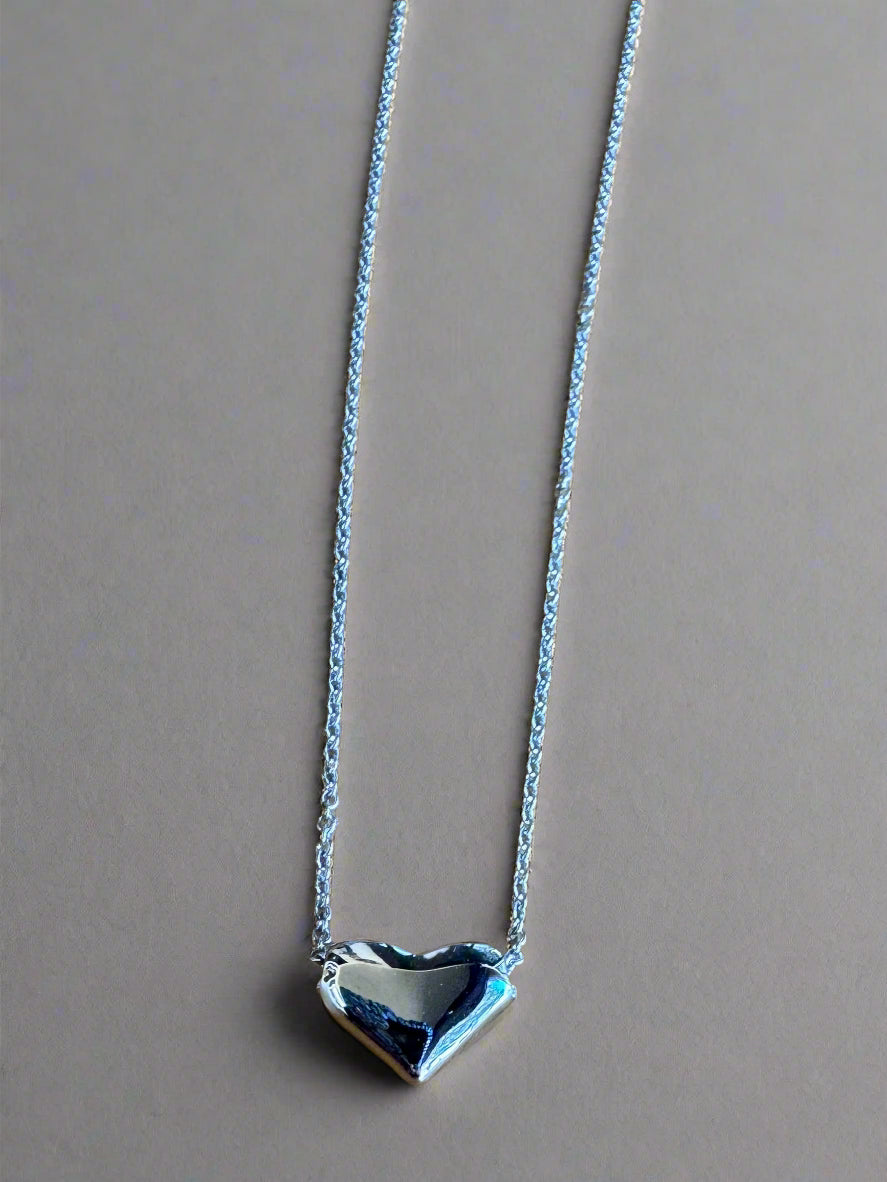 Fossick Silver Puffed Heart Necklace-Necklaces-Fossick-Deja Nu Boutique, Women's Fashion Boutique in Lampasas, Texas