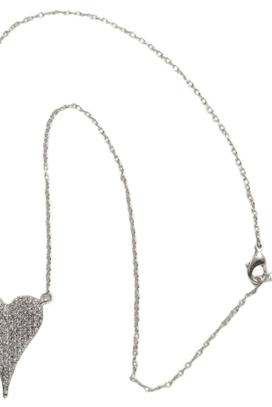 Fossick 16" Pave Heart Necklace in Silver or Gold-Necklaces-Fossick-Deja Nu Boutique, Women's Fashion Boutique in Lampasas, Texas