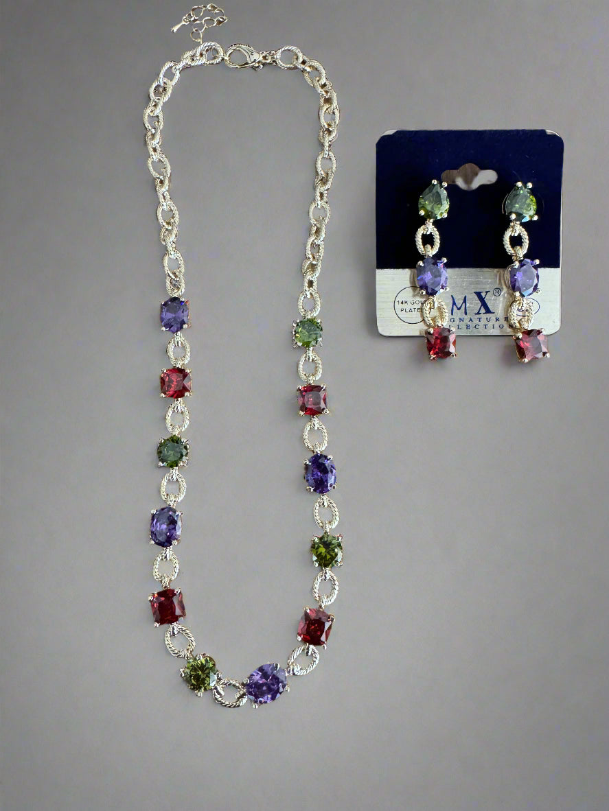 Fossick Multi Stone Gold Chain Necklace-Necklaces-Fossick-Deja Nu Boutique, Women's Fashion Boutique in Lampasas, Texas