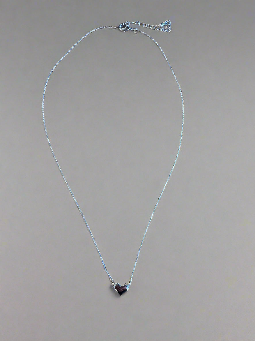 Fossick Silver Puffed Heart Necklace-Necklaces-Fossick-Deja Nu Boutique, Women's Fashion Boutique in Lampasas, Texas