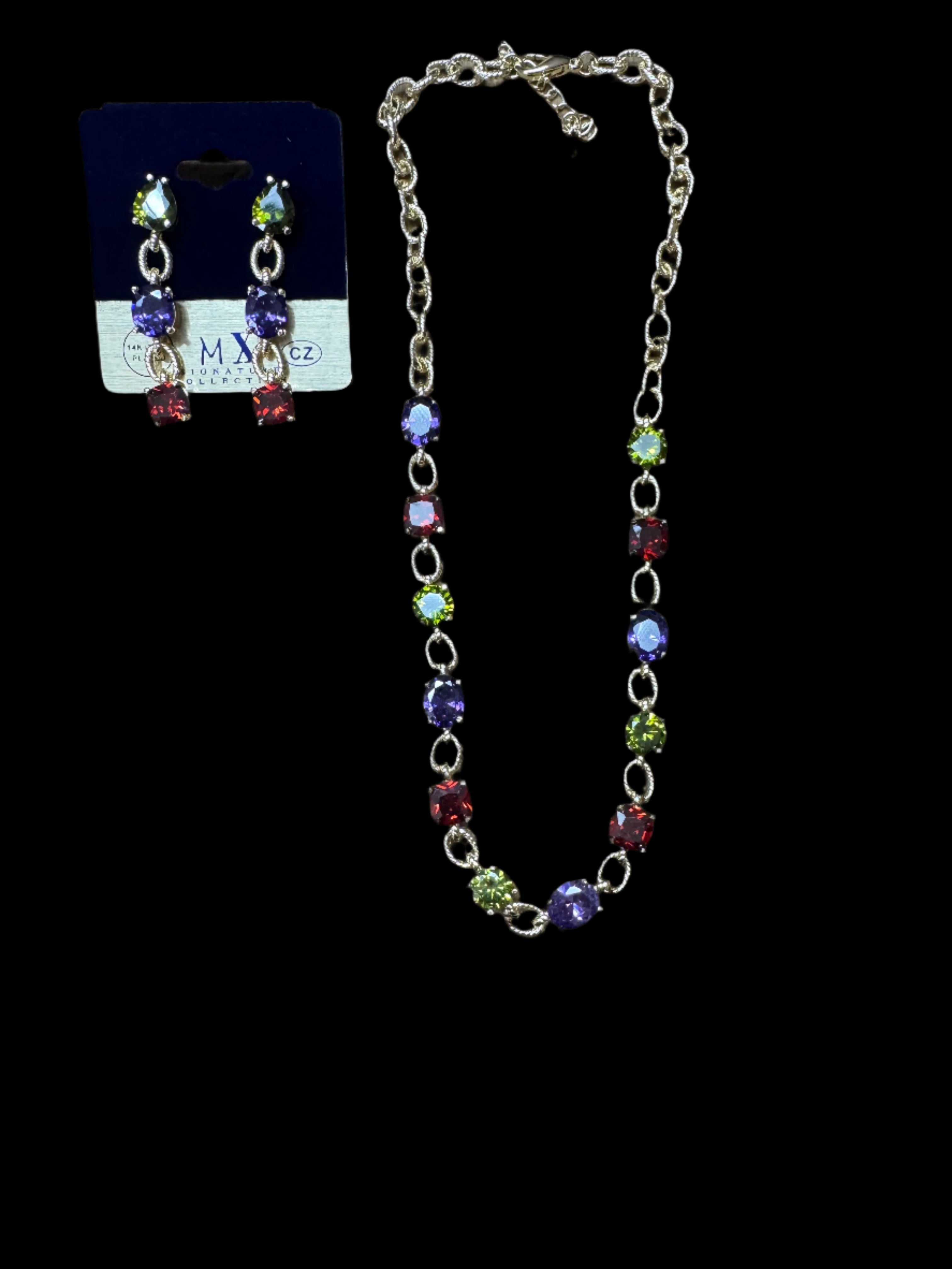 Fossick Three Multi Stone Dangle Gold Earring-Earrings-Fossick-Deja Nu Boutique, Women's Fashion Boutique in Lampasas, Texas