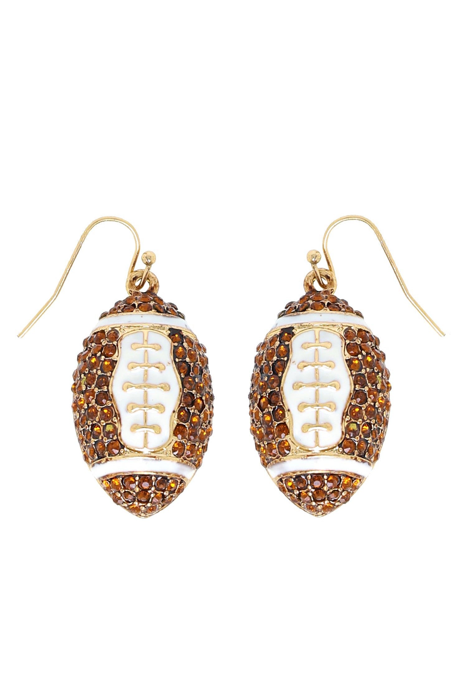 Game Day Rhinestone Pave Football Dangle Hook Earring-Earrings-Deja Nu Tx-Deja Nu Boutique, Women's Fashion Boutique in Lampasas, Texas
