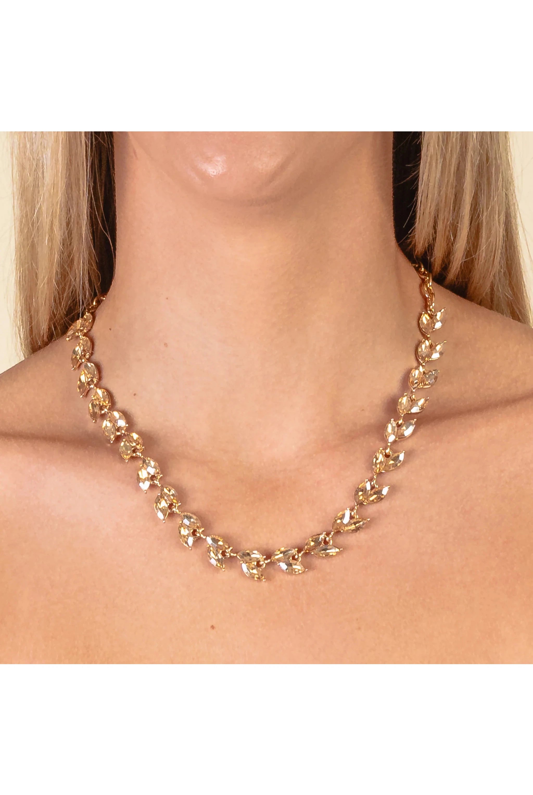 Gilded Vines: Gold Crystal Marquis Gold Statement Necklace-Necklaces-Deja Nu-Deja Nu Boutique, Women's Fashion Boutique in Lampasas, Texas