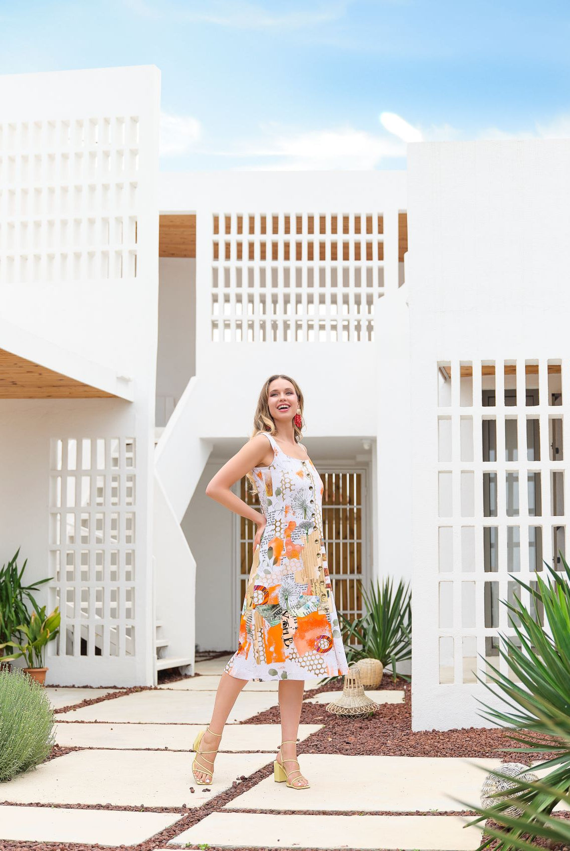 Dolcezza Simply Art “Big Changes” Midi Dress By Gina Startup (24715)-Dresses-Dolcezza-Deja Nu Boutique, Women's Fashion Boutique in Lampasas, Texas