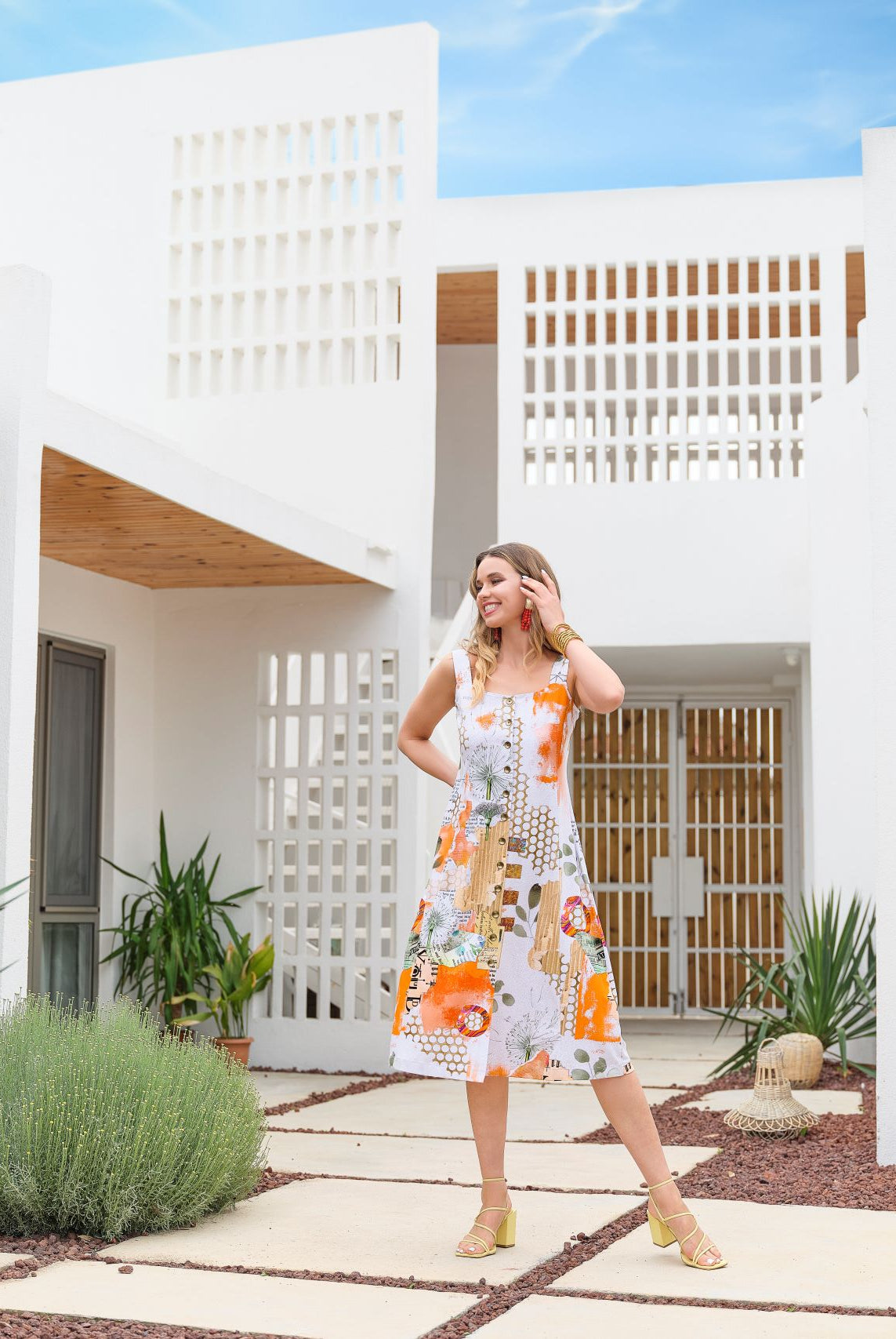 Dolcezza Simply Art “Big Changes” Midi Dress By Gina Startup (24715)-Dresses-Dolcezza-Deja Nu Boutique, Women's Fashion Boutique in Lampasas, Texas