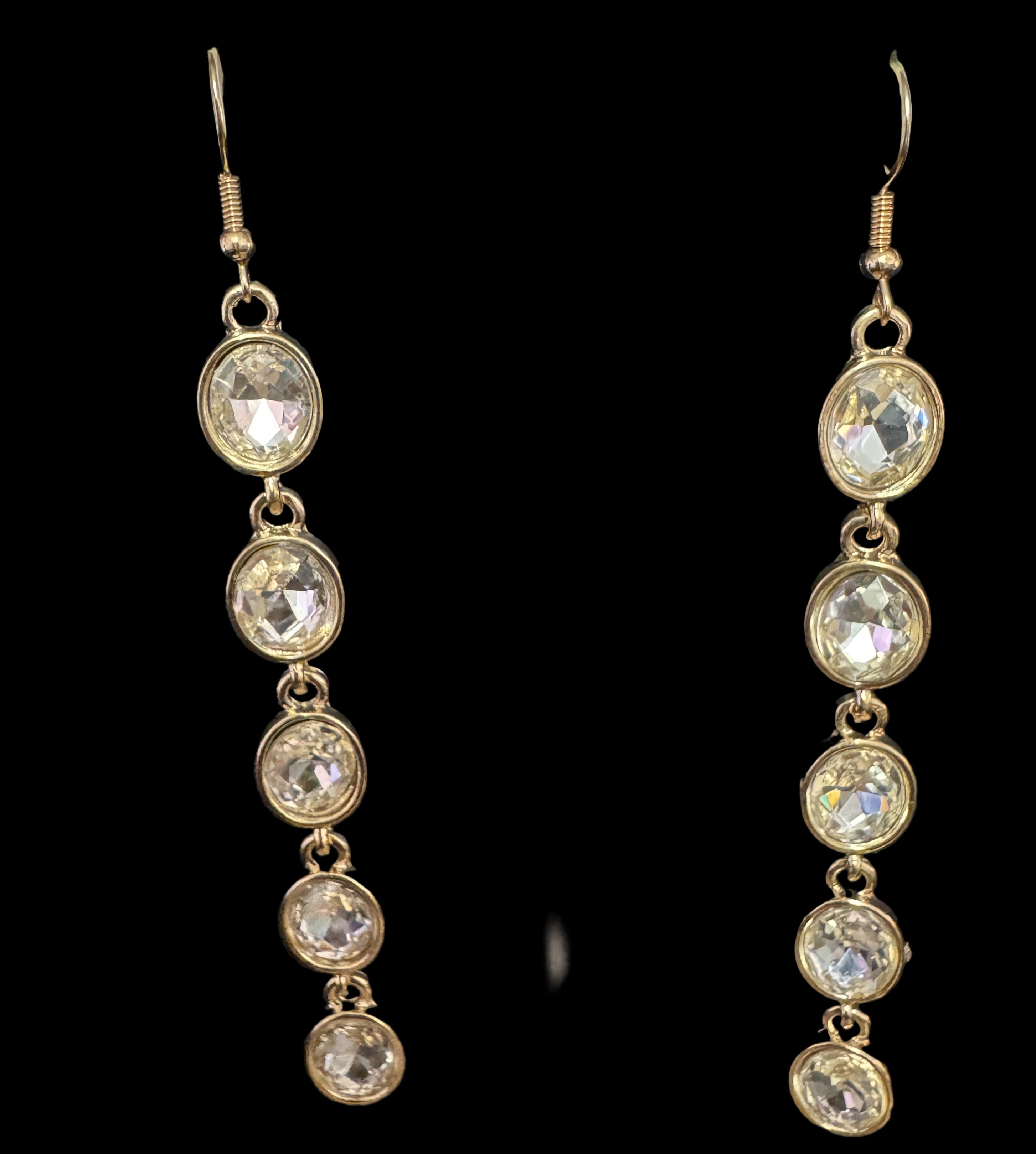Gold Bezel Crystal Drop Earrings-Earrings-Deja Nu Tx-Deja Nu Boutique, Women's Fashion Boutique in Lampasas, Texas