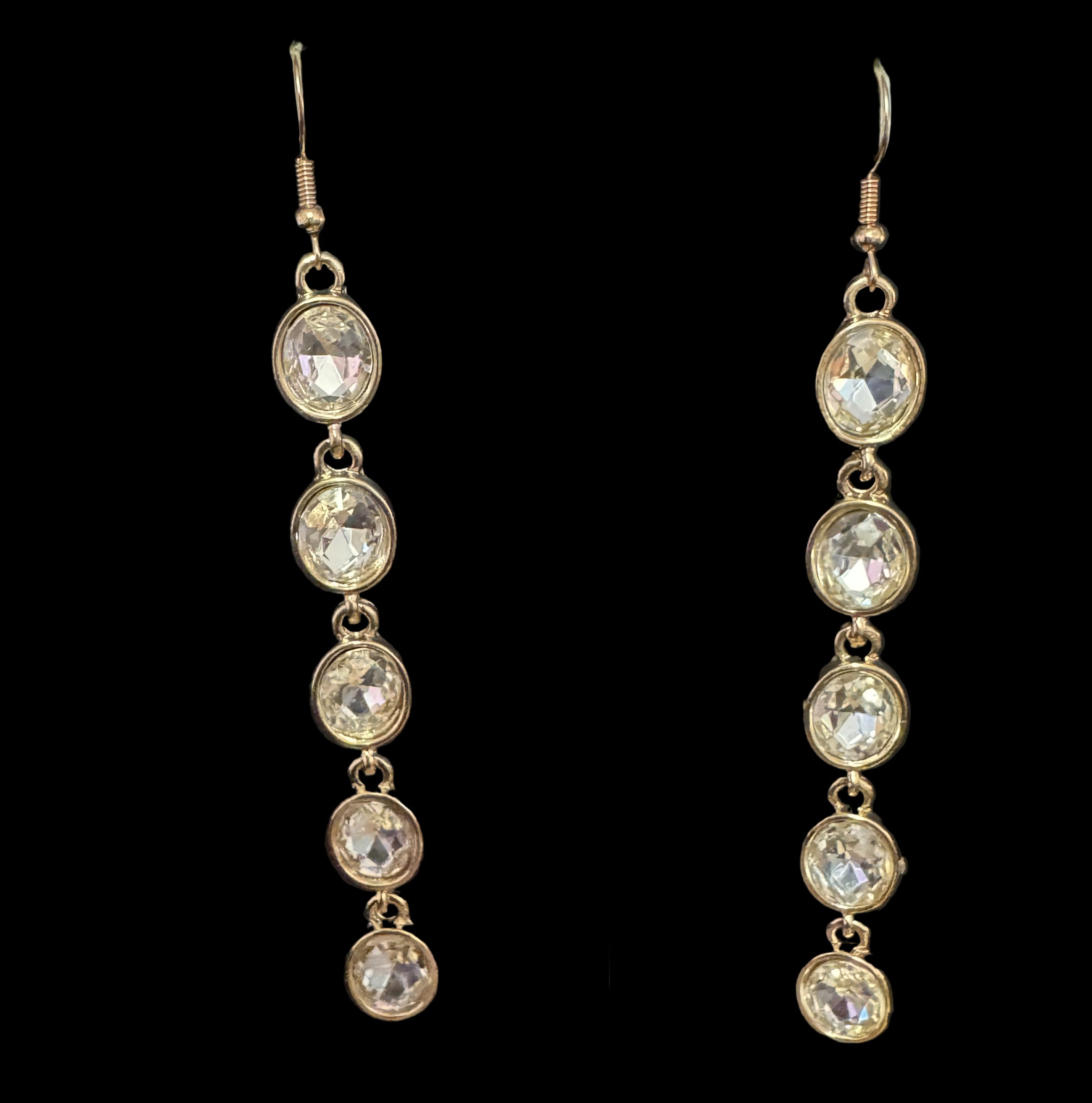 Gold Bezel Crystal Drop Earrings-Earrings-Deja Nu Tx-Deja Nu Boutique, Women's Fashion Boutique in Lampasas, Texas