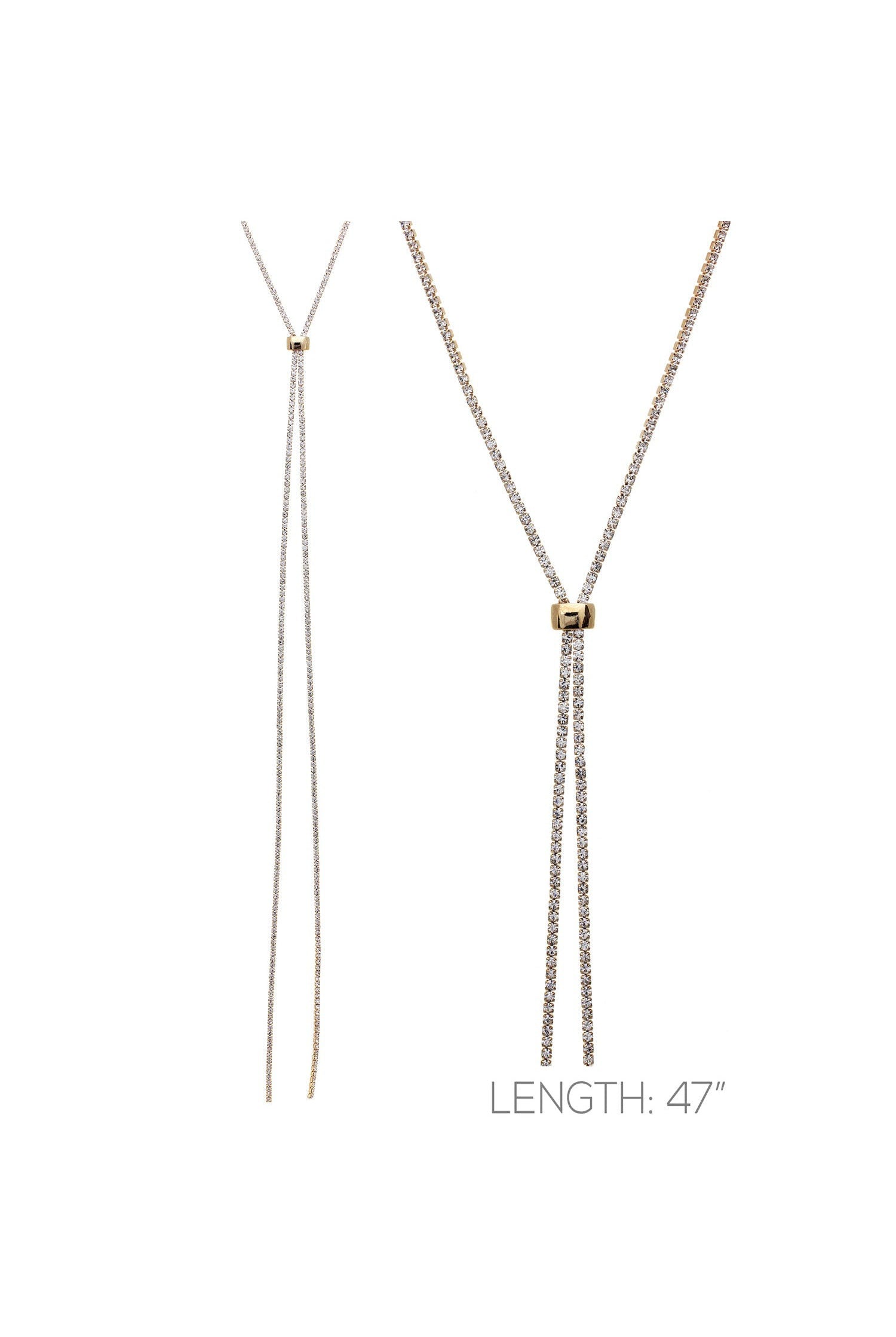 Golden Glamour Rhinestone Lariat Slide Long Body Necklace - Inspired By Beyoncé's Sparkling Style-Necklaces-Deja Nu-Deja Nu Boutique, Women's Fashion Boutique in Lampasas, Texas