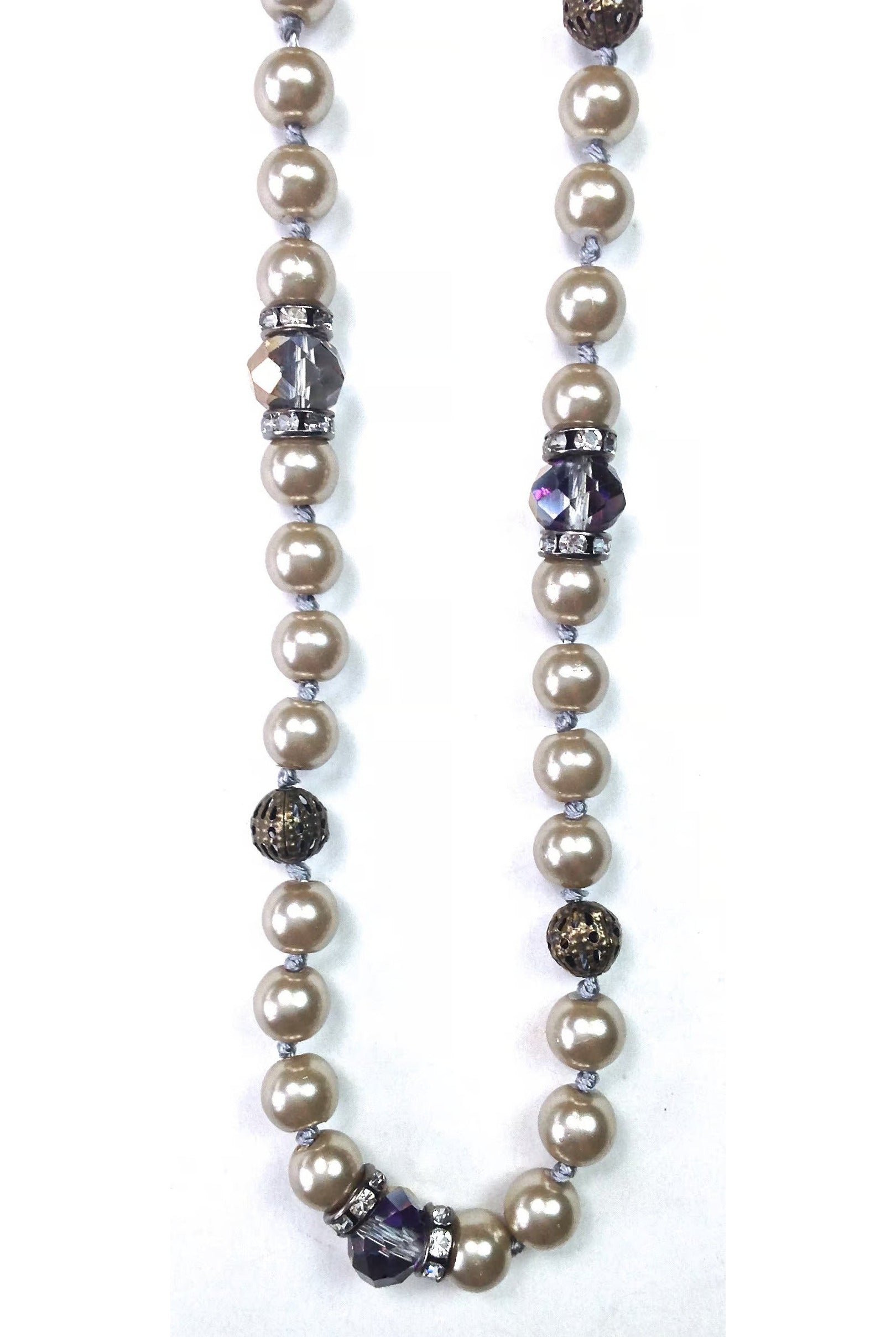 Lost And Found Purple Extra-Long Beaded Pearl Necklace With Stations-Necklaces-Lost And Found-Deja Nu Boutique, Women's Fashion Boutique in Lampasas, Texas
