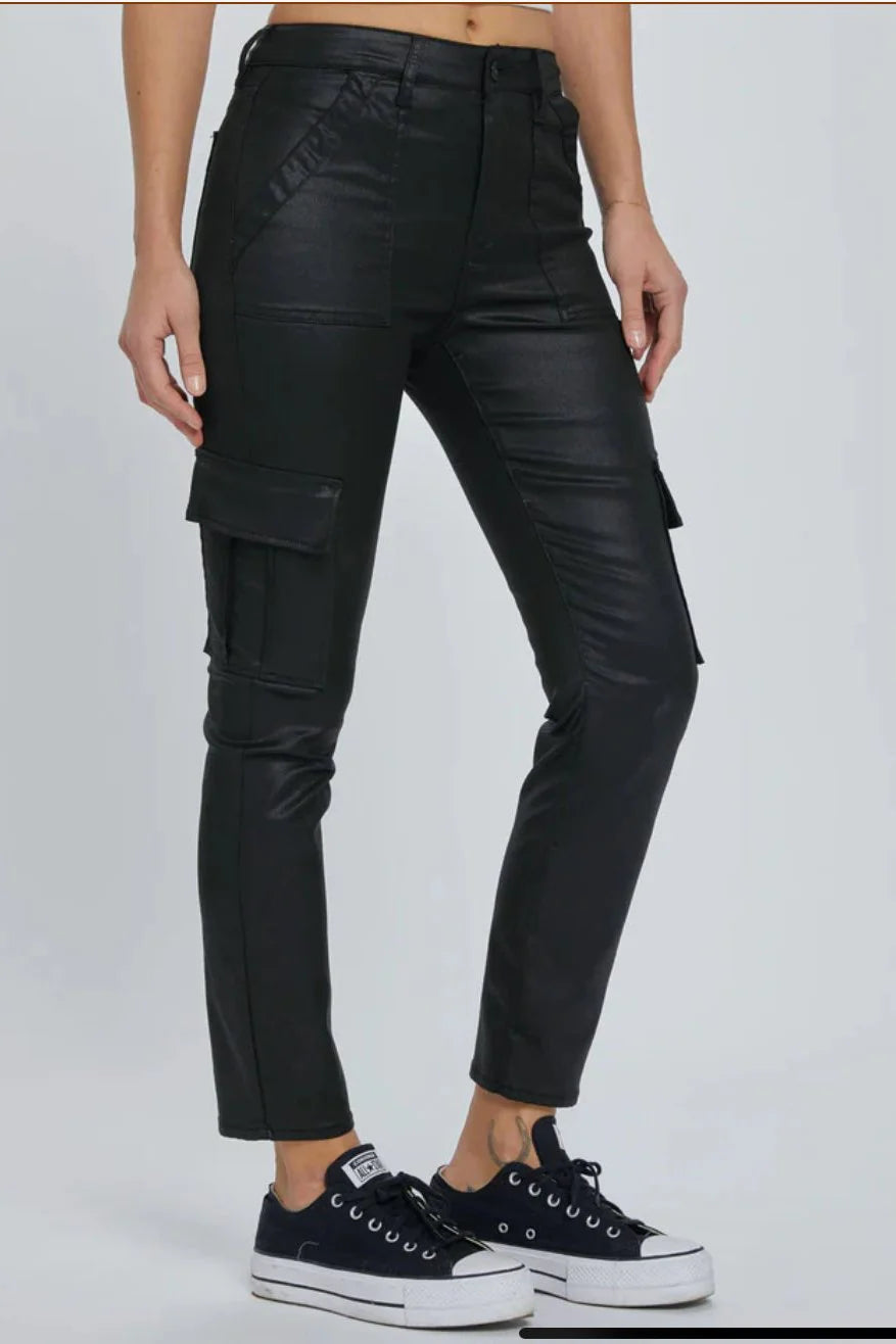 Hidden Quinn Black Coated Cargo Cigarette Skinny-Jeans-Hidden-Deja Nu Boutique, Women's Fashion Boutique in Lampasas, Texas