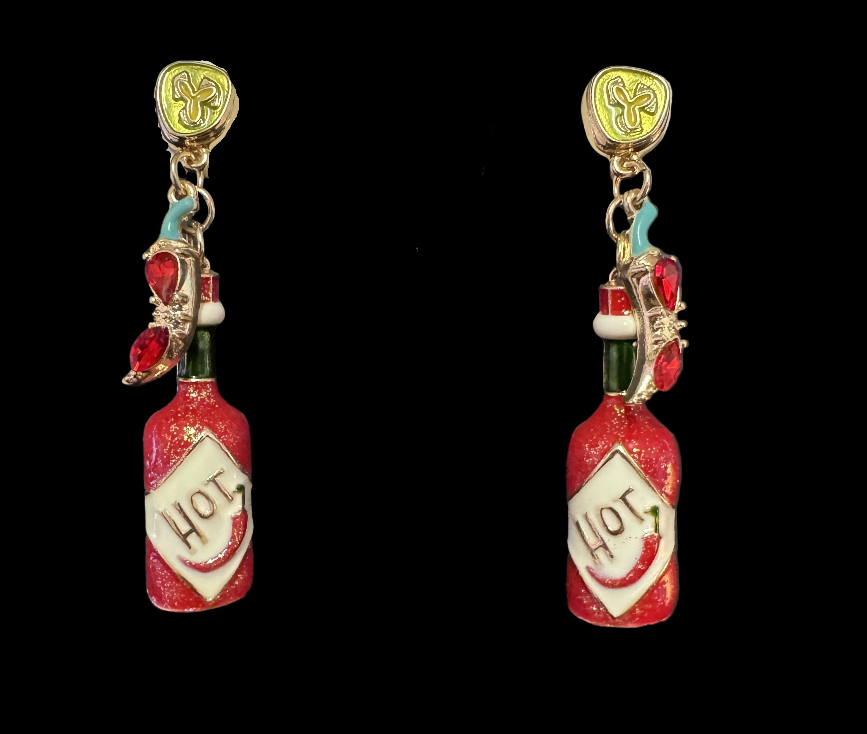Hot Sauce Bottle Earrings A Spicy Statement-Earrings-Deja Nu Tx-Deja Nu Boutique, Women's Fashion Boutique in Lampasas, Texas