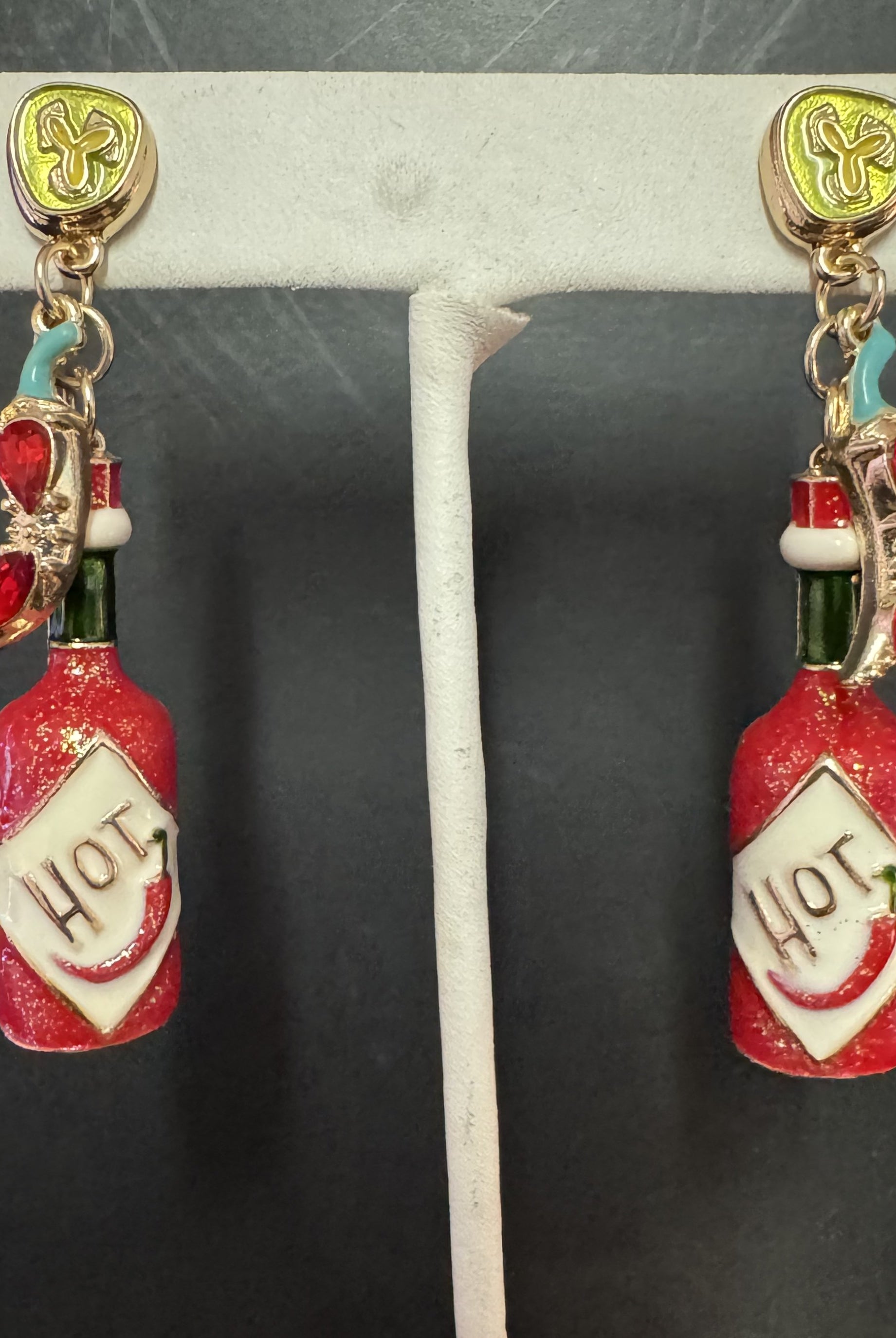 Hot Sauce Bottle Earrings A Spicy Statement-Earrings-Deja Nu Tx-Deja Nu Boutique, Women's Fashion Boutique in Lampasas, Texas
