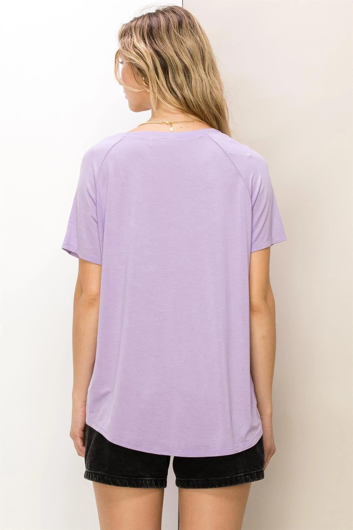 Hyfve Double Zero Always Late Oversized V-Neck Tee In Taro-Short Sleeves-Hyfve-Deja Nu Boutique, Women's Fashion Boutique in Lampasas, Texas