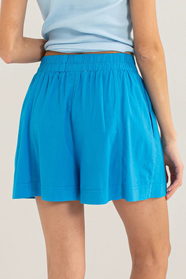 Hyfve Double Zero High Rise Seam Detail Casual Shorts In Blue-Shorts-Hyfve-Deja Nu Boutique, Women's Fashion Boutique in Lampasas, Texas