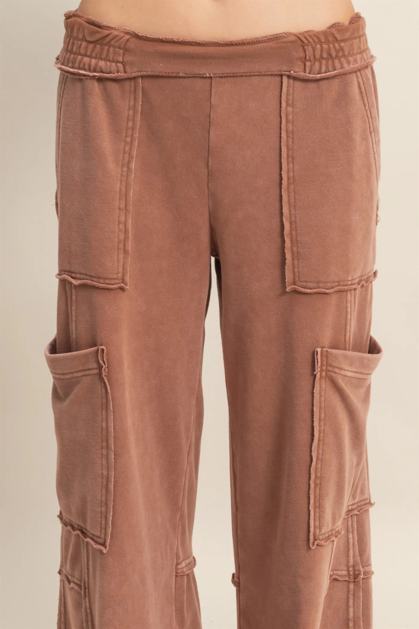 Hyfve Double Zero Mineral Washed Utility Sweatpants in Chestnut-Bottoms-Hyfve-Deja Nu Boutique, Women's Fashion Boutique in Lampasas, Texas