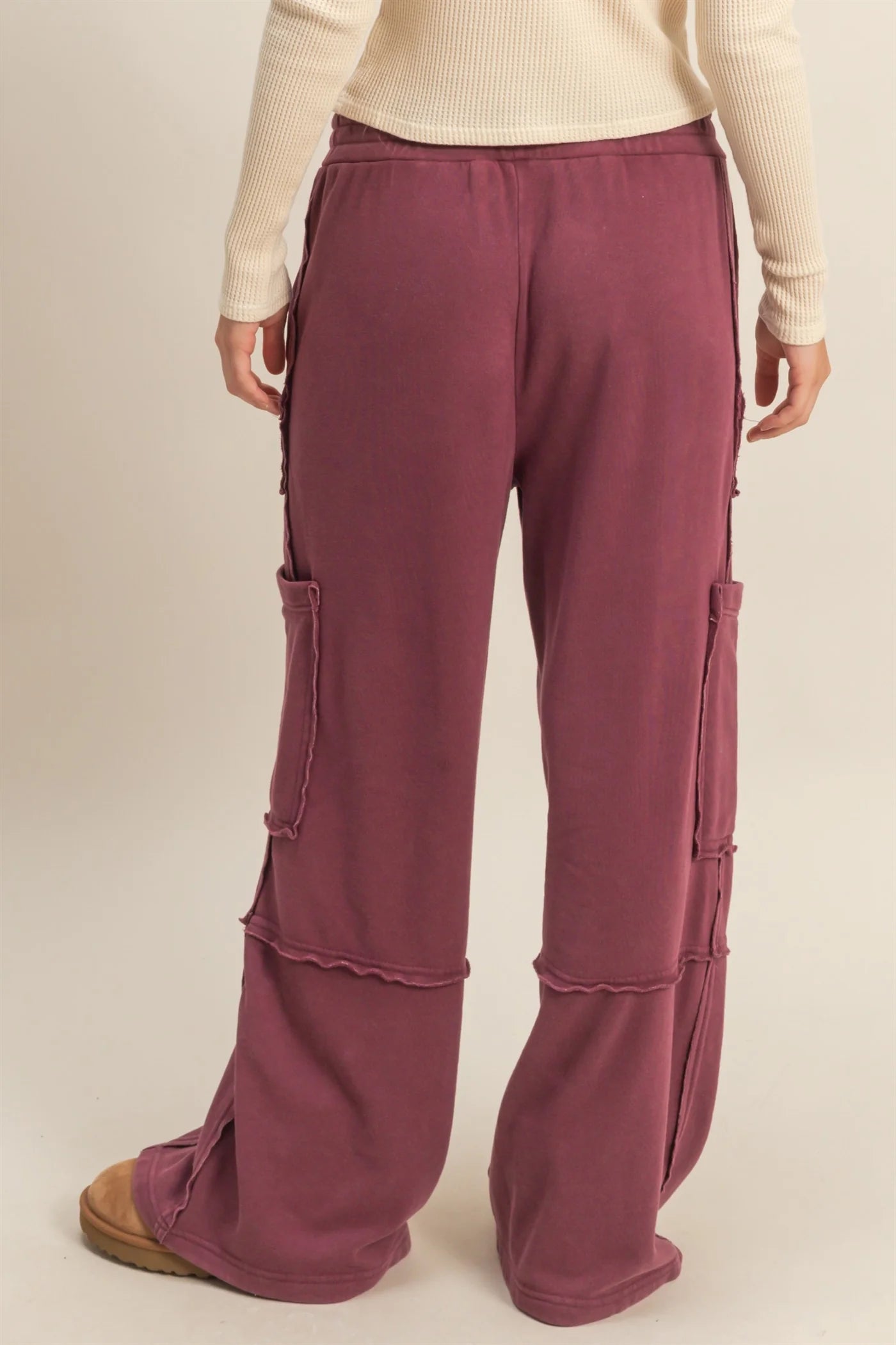 Hyfve Double Zero Mineral Washed Utility Sweatpants in Dark Cherry-Bottoms-Hyfve-Deja Nu Boutique, Women's Fashion Boutique in Lampasas, Texas