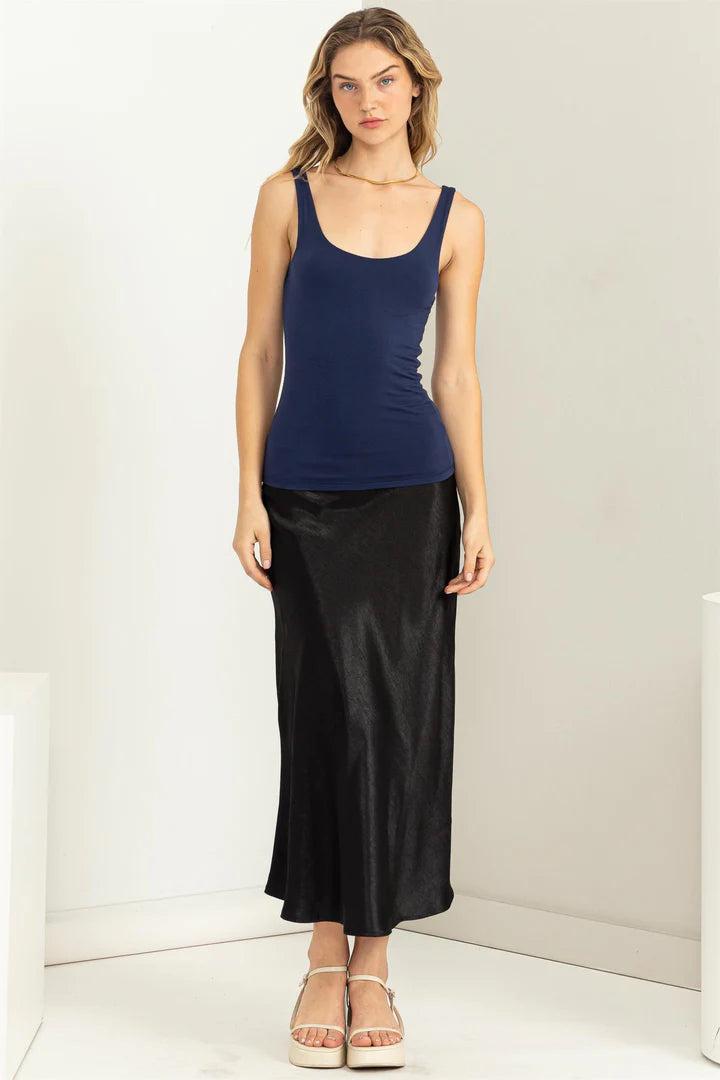 Hyfve Double Zero Relax Your Mind Scoop Neck Tank Top In Dark Night-Camis/Tanks-Hyfve-Deja Nu Boutique, Women's Fashion Boutique in Lampasas, Texas