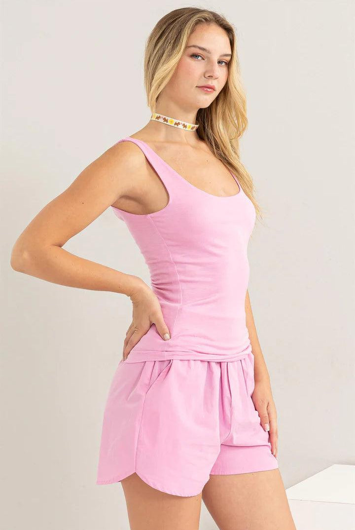 Hyfve Double Zero Relax Your Mind Scoop Neck Tank Top In Pink-Camis/Tanks-Hyfve-Deja Nu Boutique, Women's Fashion Boutique in Lampasas, Texas