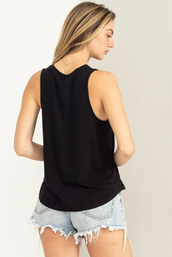 Hyfve Double Zero Workout Time Sleeveless Tank Top In Black-Camis/Tanks-Hyfve-Deja Nu Boutique, Women's Fashion Boutique in Lampasas, Texas