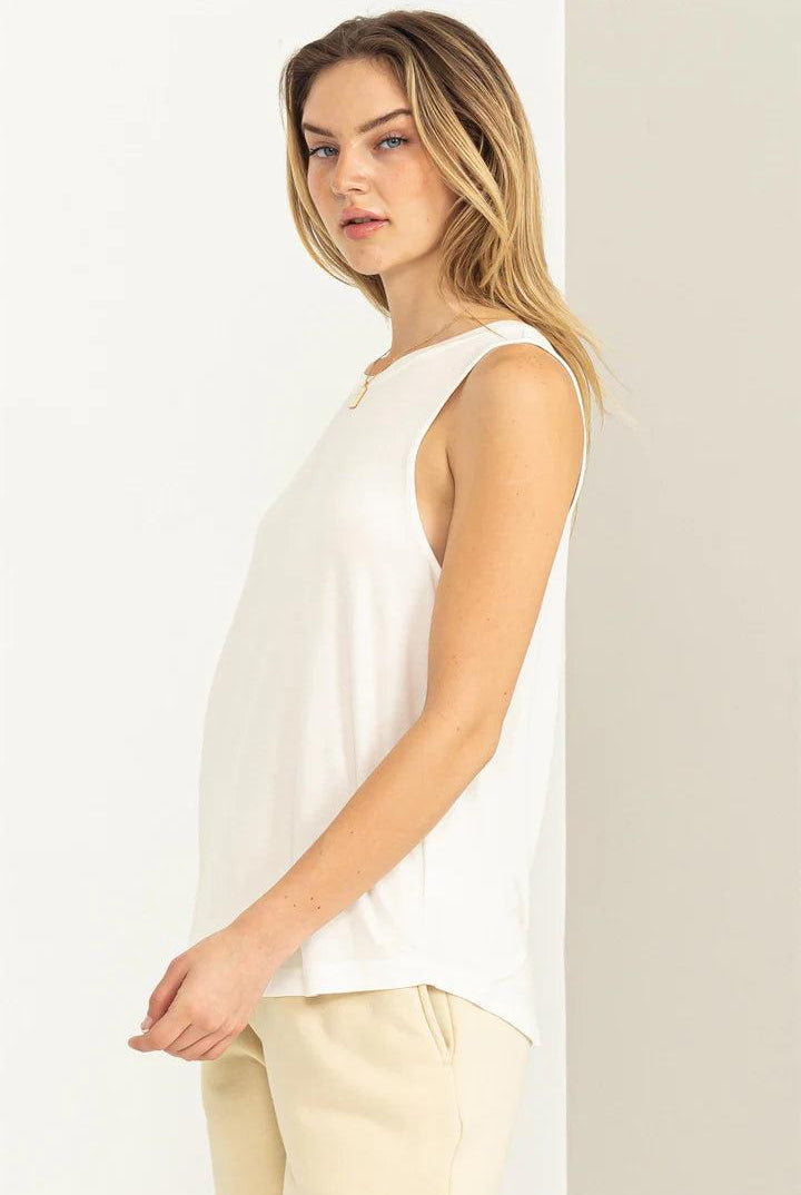 Hyfve Double Zero Workout Time Sleeveless Tank Top In Off White-Camis/Tanks-Hyfve-Deja Nu Boutique, Women's Fashion Boutique in Lampasas, Texas