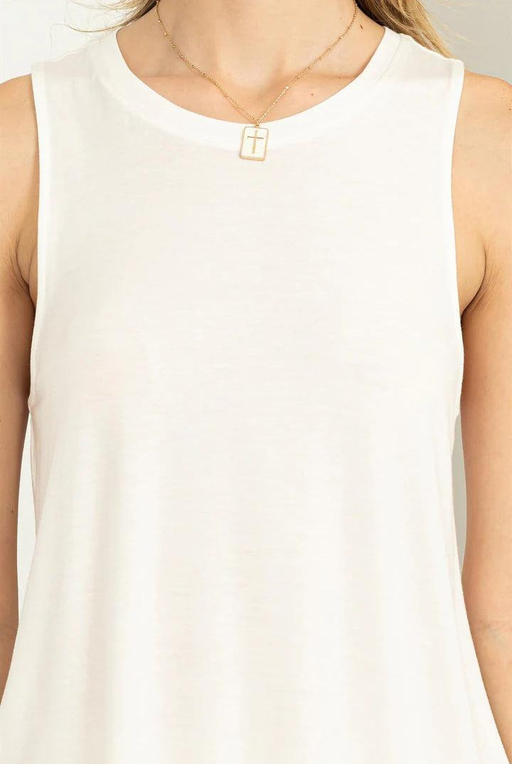 Hyfve Double Zero Workout Time Sleeveless Tank Top In Off White-Camis/Tanks-Hyfve-Deja Nu Boutique, Women's Fashion Boutique in Lampasas, Texas