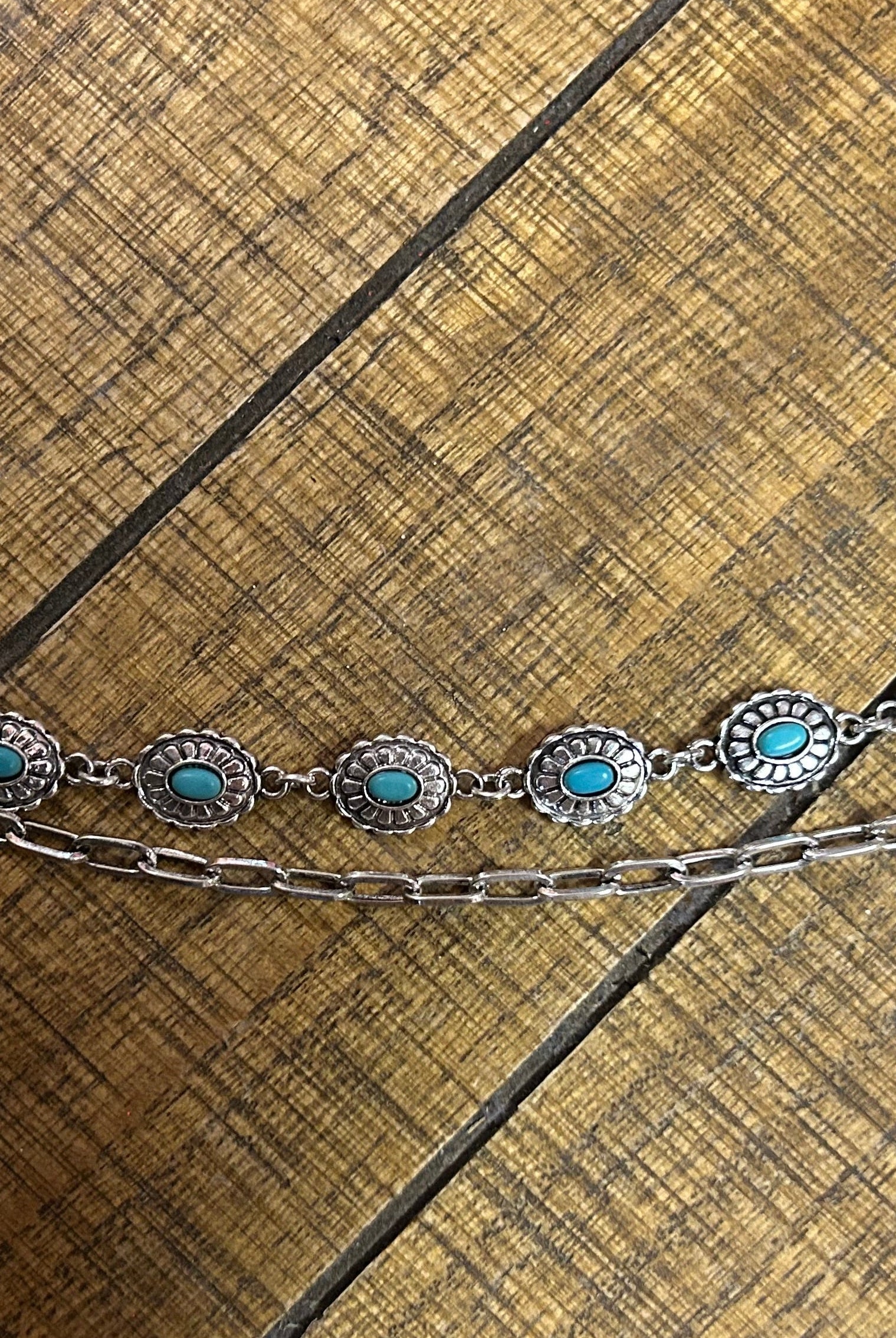 Silver Oval Charm Strap with Turquoise Accents – Boho-Chic Style-Charm Strap-Deja Nu Tx-Deja Nu Boutique, Women's Fashion Boutique in Lampasas, Texas