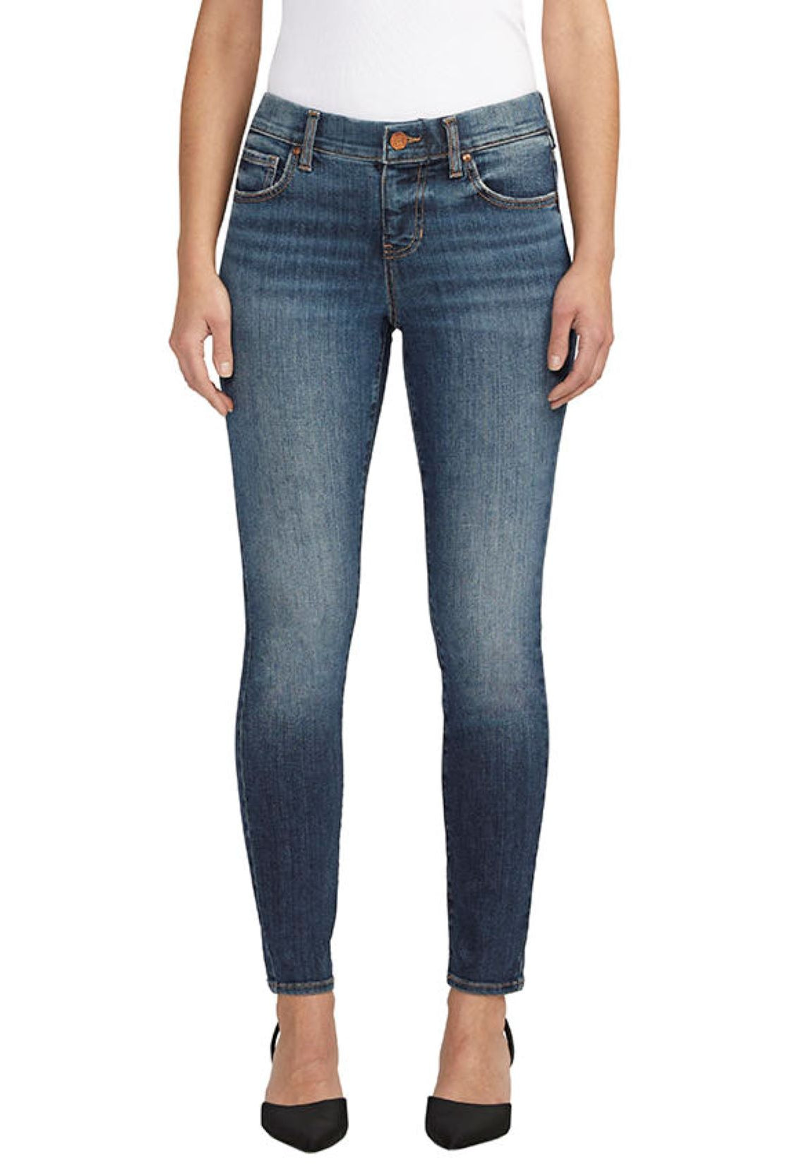 Jag Mid Rise Maya Skinny Pull On Jean In Night Flight Blue-Jeans-Jag-Deja Nu Boutique, Women's Fashion Boutique in Lampasas, Texas