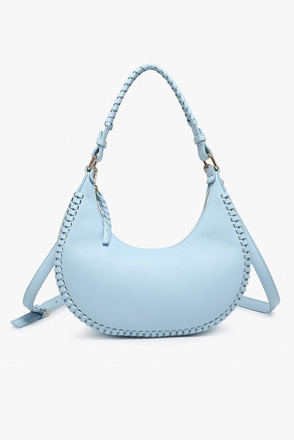 Jen & Co. Aria Whipstitch Crescent Shoulder Bag – Sky Blue-Handbags, Wallets & Cases-Jen & Co.-Deja Nu Boutique, Women's Fashion Boutique in Lampasas, Texas