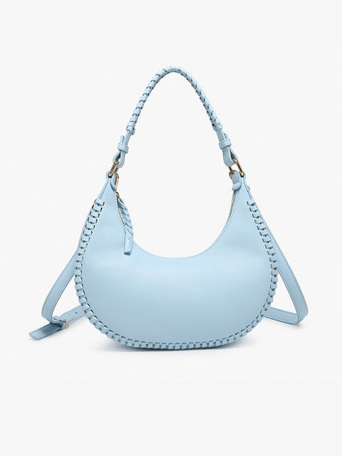 Jen & Co. Aria Whipstitch Crescent Shoulder Bag – Sky Blue-Handbags, Wallets & Cases-Jen & Co.-Deja Nu Boutique, Women's Fashion Boutique in Lampasas, Texas