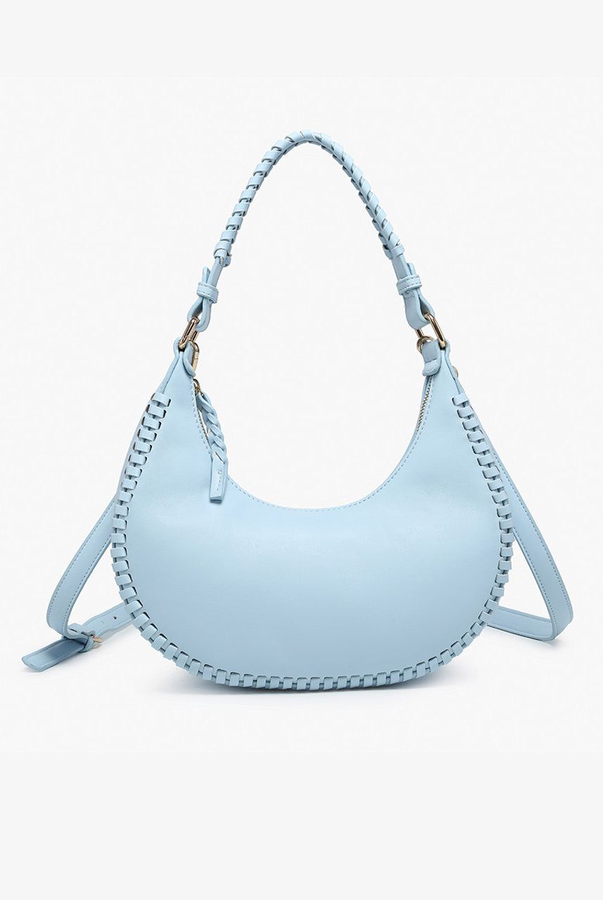 Jen & Co. Aria Whipstitch Crescent Shoulder Bag – Sky Blue-Handbags, Wallets & Cases-Jen & Co.-Deja Nu Boutique, Women's Fashion Boutique in Lampasas, Texas