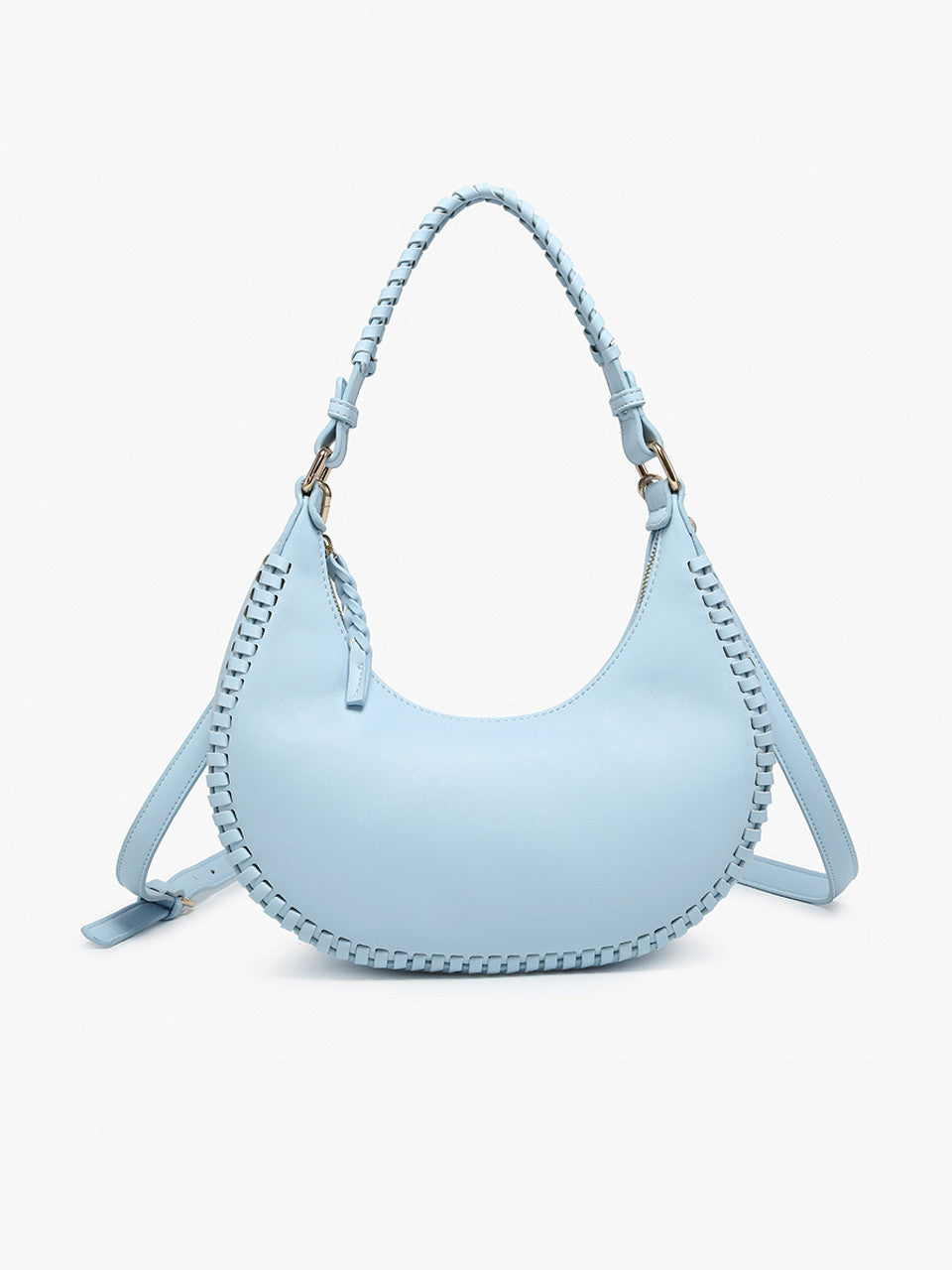 Jen & Co. Aria Whipstitch Crescent Shoulder Bag – Sky Blue-Handbags, Wallets & Cases-Jen & Co.-Deja Nu Boutique, Women's Fashion Boutique in Lampasas, Texas