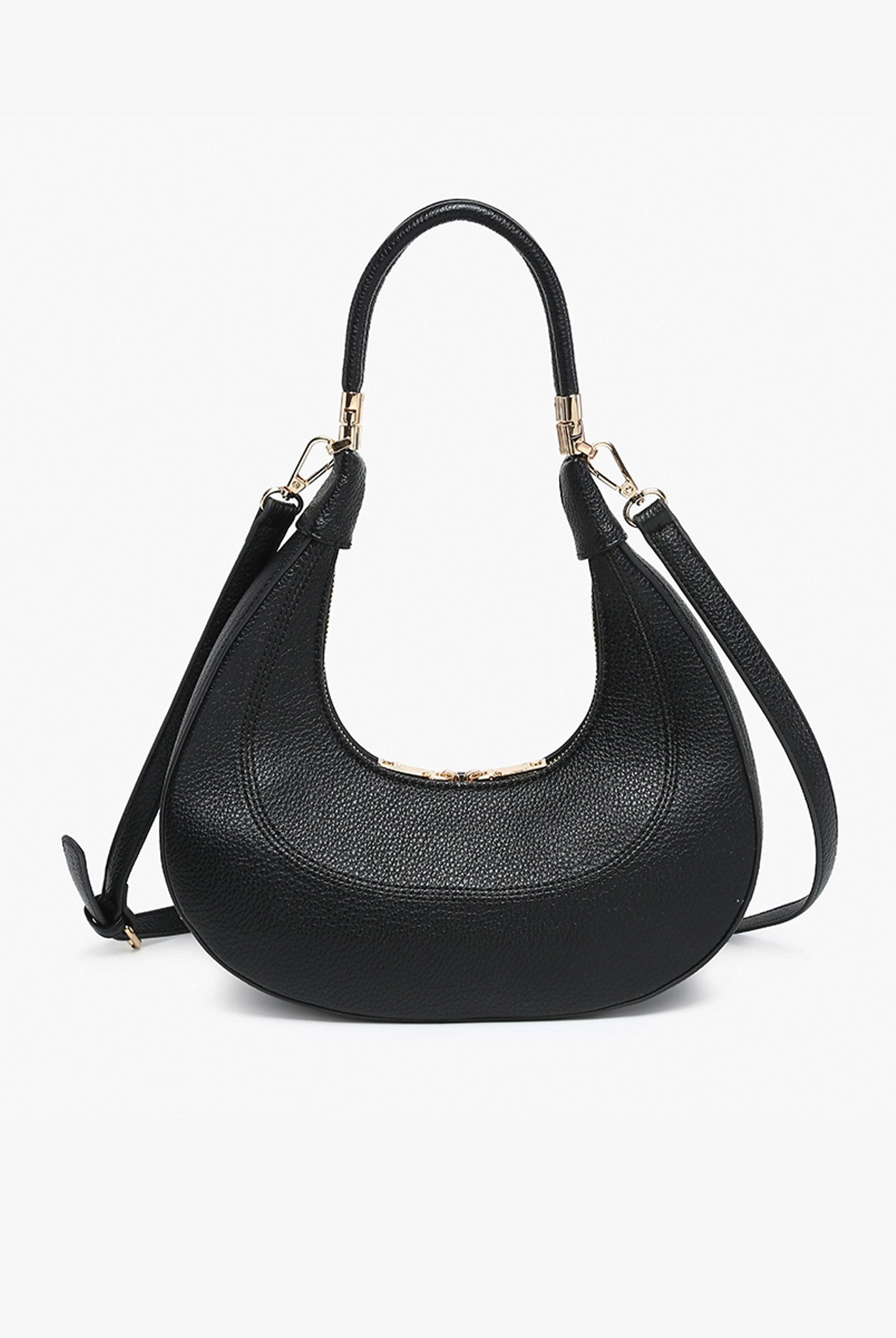 Jen & Co. Clara Convertible Crescent Shoulder Bag – Black Vegan Leather-Handbags, Wallets & Cases-Jen & Co.-Deja Nu Boutique, Women's Fashion Boutique in Lampasas, Texas