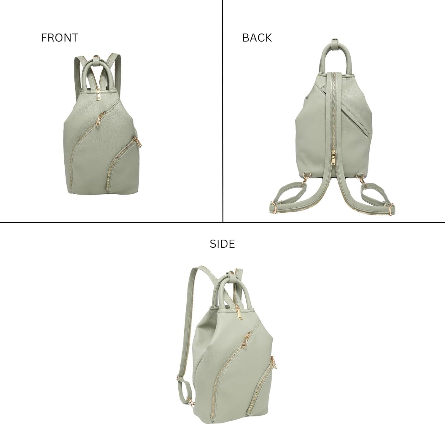 Jen & Co. Maura Vegan Diagonal Zipper Backpack – Black-Handbags, Wallets & Cases-Jen & Co.-Deja Nu Boutique, Women's Fashion Boutique in Lampasas, Texas