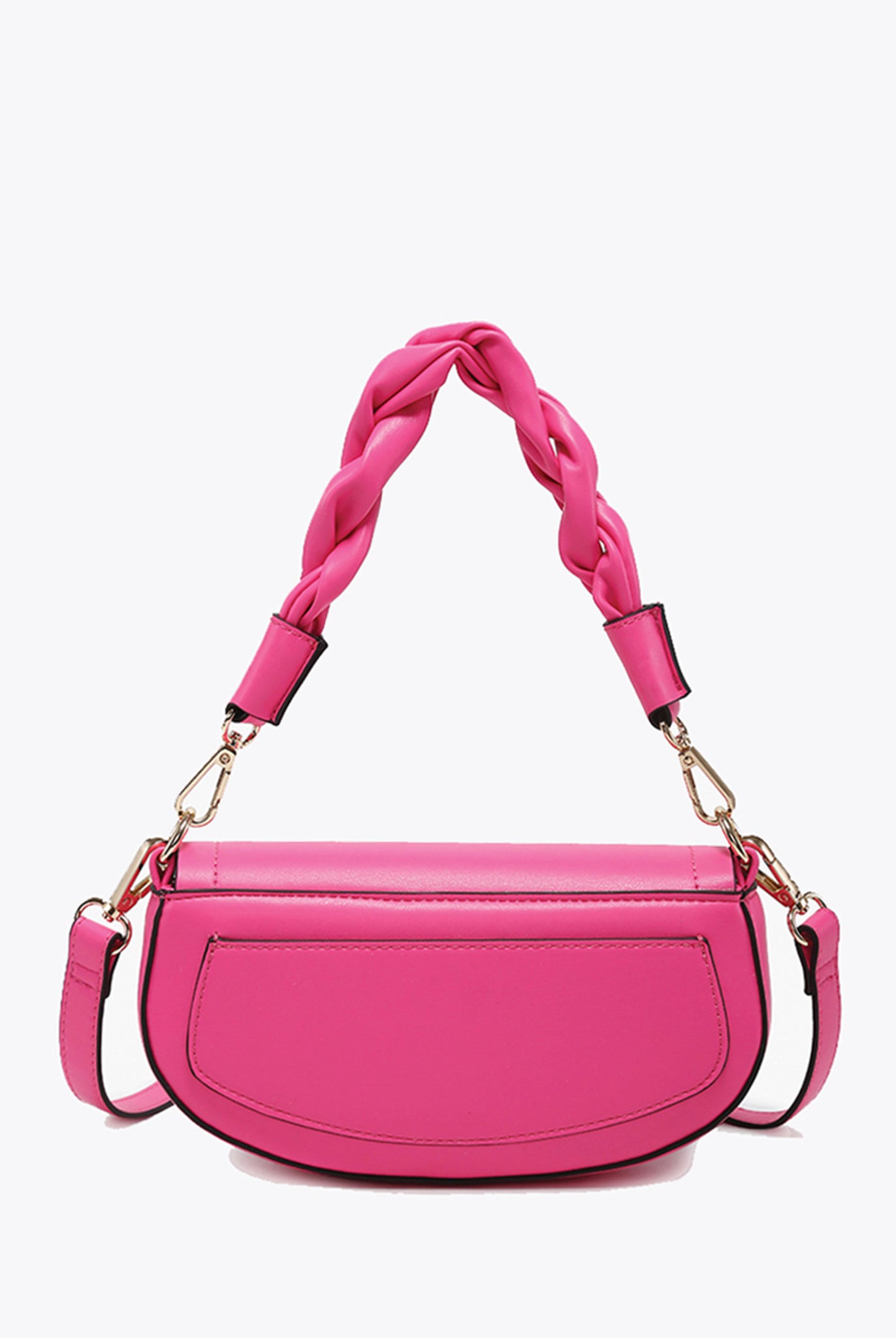 Jen & Co. Nylah Flapover Crossbody Bag with Braided Handle – Hot Pink-Handbags, Wallets & Cases-Jen & Co.-Deja Nu Boutique, Women's Fashion Boutique in Lampasas, Texas