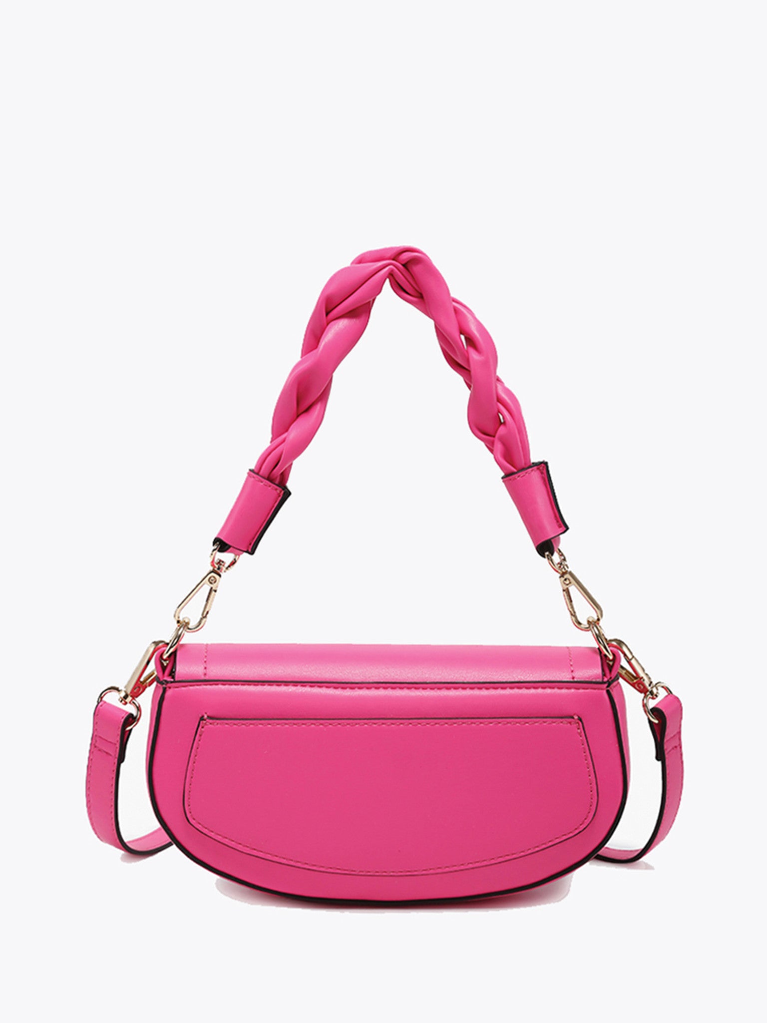 Jen & Co. Nylah Flapover Crossbody Bag with Braided Handle – Hot Pink-Handbags, Wallets & Cases-Jen & Co.-Deja Nu Boutique, Women's Fashion Boutique in Lampasas, Texas