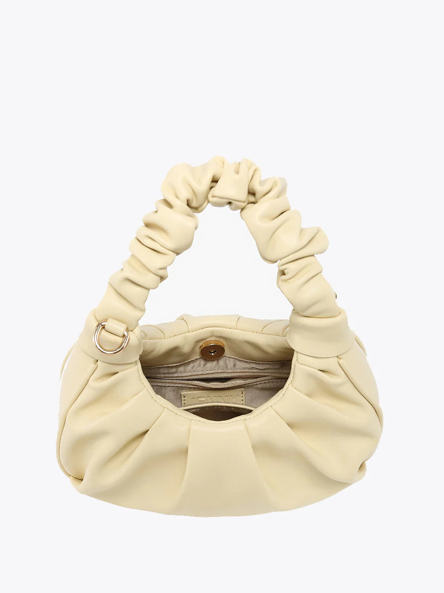 Jen & Co. Berkley Ruched Shoulder Bag in Berkley Silver | Modern Metallic Mini Satchel-Handbags, Wallets & Cases-Jen & Co.-Deja Nu Boutique, Women's Fashion Boutique in Lampasas, Texas