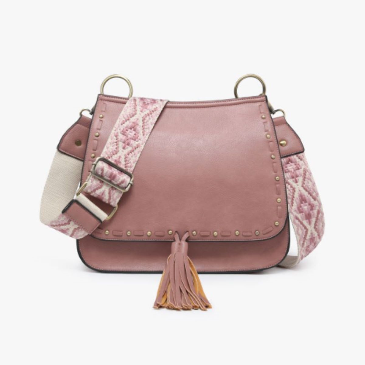 Jen & Co Bailey Crossbody With Print Contrast Strap In Dark Mauve-Handbags, Wallets & Cases-Jen & Co.-Deja Nu Boutique, Women's Fashion Boutique in Lampasas, Texas