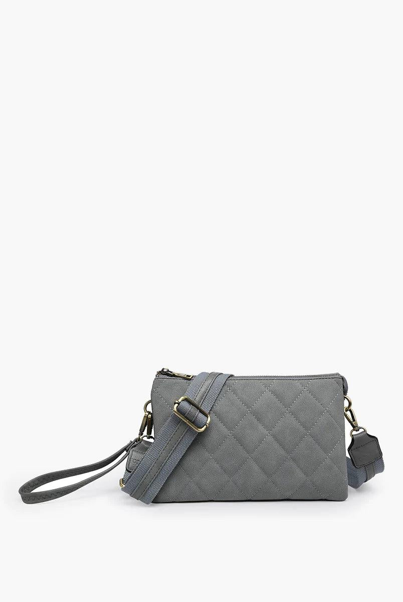 Jen & Co Izzy Quilted Crossbody With Guitar Strap In Grey Blue-Handbags, Wallets & Cases-Jen & Co.-Deja Nu Boutique, Women's Fashion Boutique in Lampasas, Texas