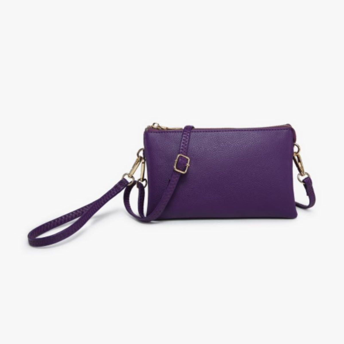 Jen & Co Riley Monogramable Three Compartment Crossbody Or Wristlet In Royal Purple-Handbags, Wallets & Cases-Jen & Co.-Deja Nu Boutique, Women's Fashion Boutique in Lampasas, Texas