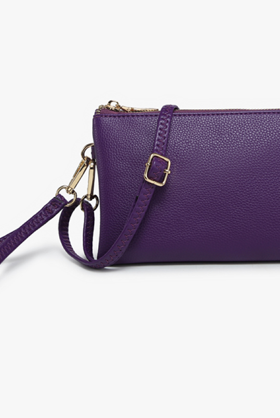 Jen & Co Riley Monogramable Three Compartment Crossbody Or Wristlet In Royal Purple-Handbags, Wallets & Cases-Jen & Co.-Deja Nu Boutique, Women's Fashion Boutique in Lampasas, Texas