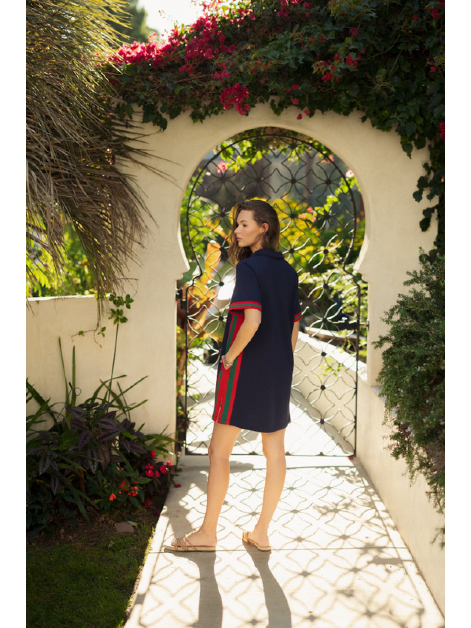 Jodifl Navy Quarter Zip Stripe Trim Mini Dress-Dresses-Jodifl-Deja Nu Boutique, Women's Fashion Boutique in Lampasas, Texas