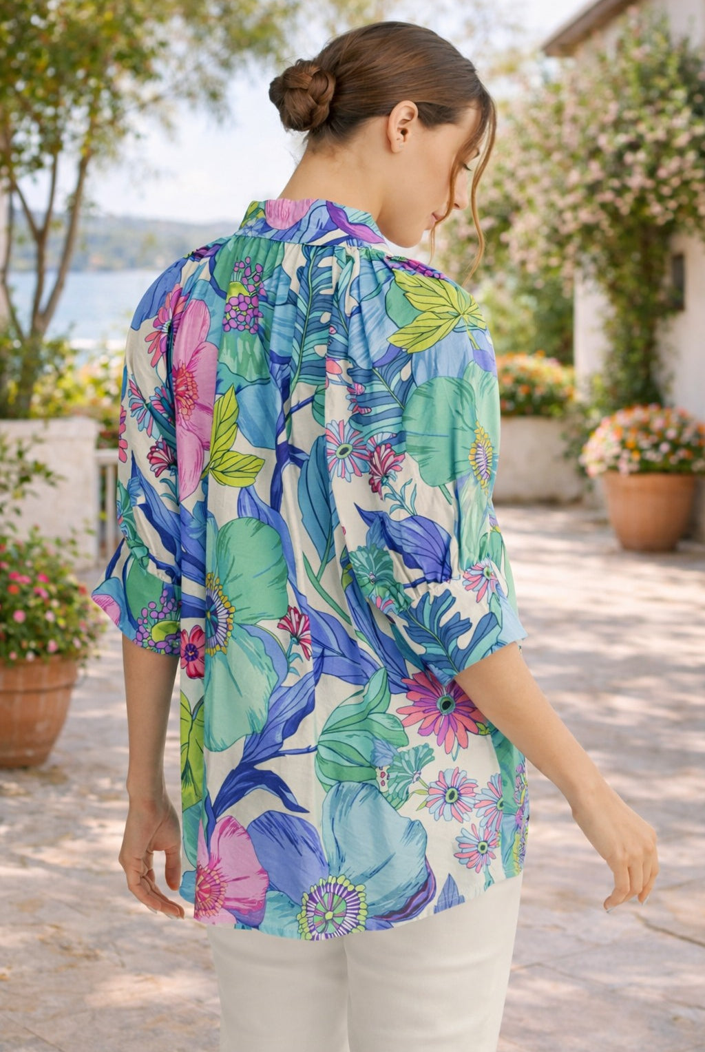 Jodifl Royal Mix Bold Floral Top-Tops-Jodifl-Deja Nu Boutique, Women's Fashion Boutique in Lampasas, Texas