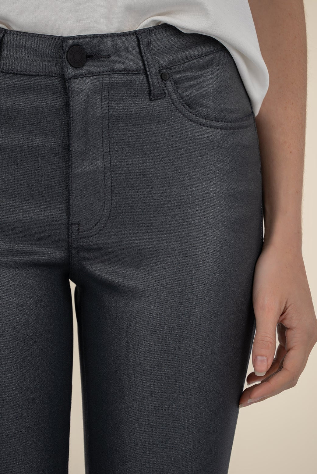 KUT FROM THE KLOTH Kelsey High Rise Ankle Flare with Raw Hem in Silver Bell-Jeans-Kut from the Kloth-Deja Nu Boutique, Women's Fashion Boutique in Lampasas, Texas