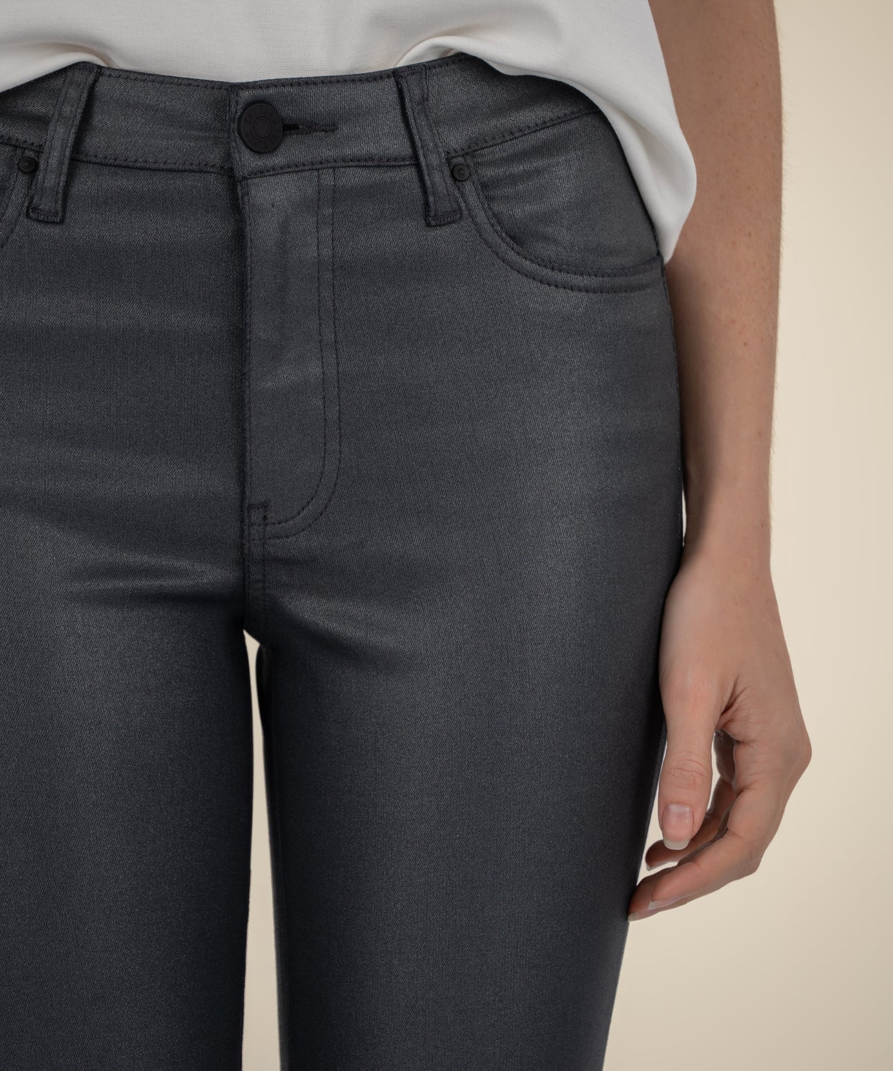 KUT FROM THE KLOTH Kelsey High Rise Ankle Flare with Raw Hem in Silver Bell-Jeans-Kut from the Kloth-Deja Nu Boutique, Women's Fashion Boutique in Lampasas, Texas