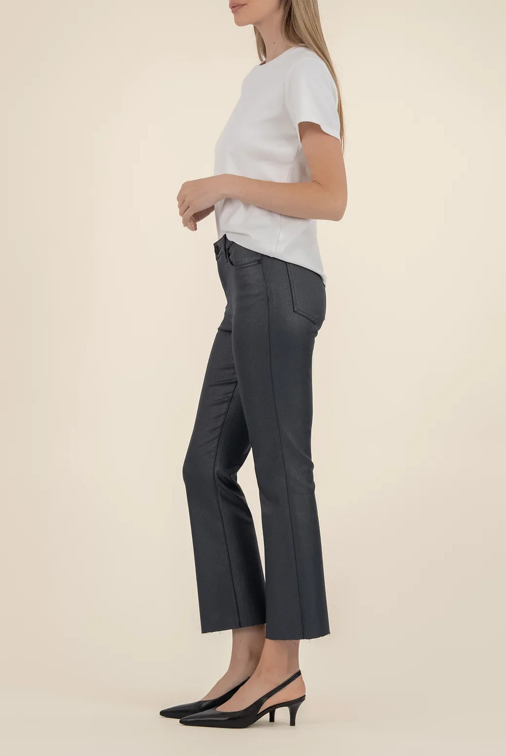 KUT FROM THE KLOTH Kelsey High Rise Ankle Flare with Raw Hem in Silver Bell-Jeans-Kut from the Kloth-Deja Nu Boutique, Women's Fashion Boutique in Lampasas, Texas