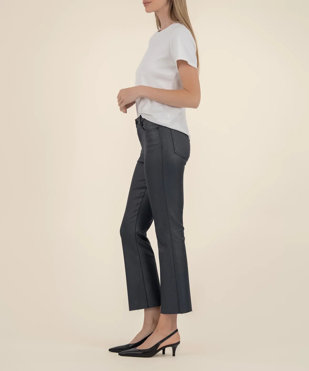 KUT FROM THE KLOTH Kelsey High Rise Ankle Flare with Raw Hem in Silver Bell-Jeans-Kut from the Kloth-Deja Nu Boutique, Women's Fashion Boutique in Lampasas, Texas